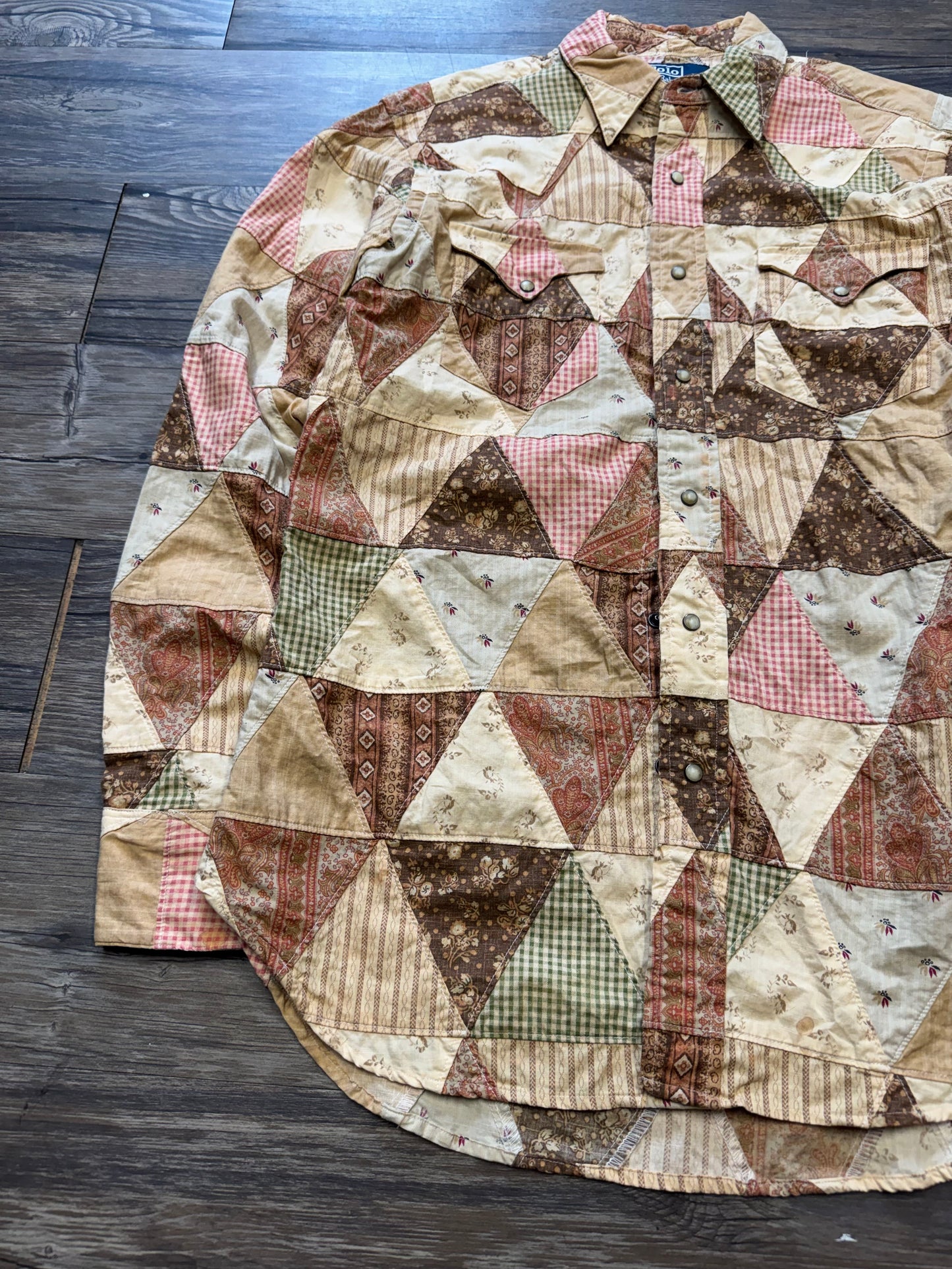 POLO RALPH LAUREN COUNTRY SPORTSMAN QUILT PATCHWORK WESTERN BUTTON UP (S)
