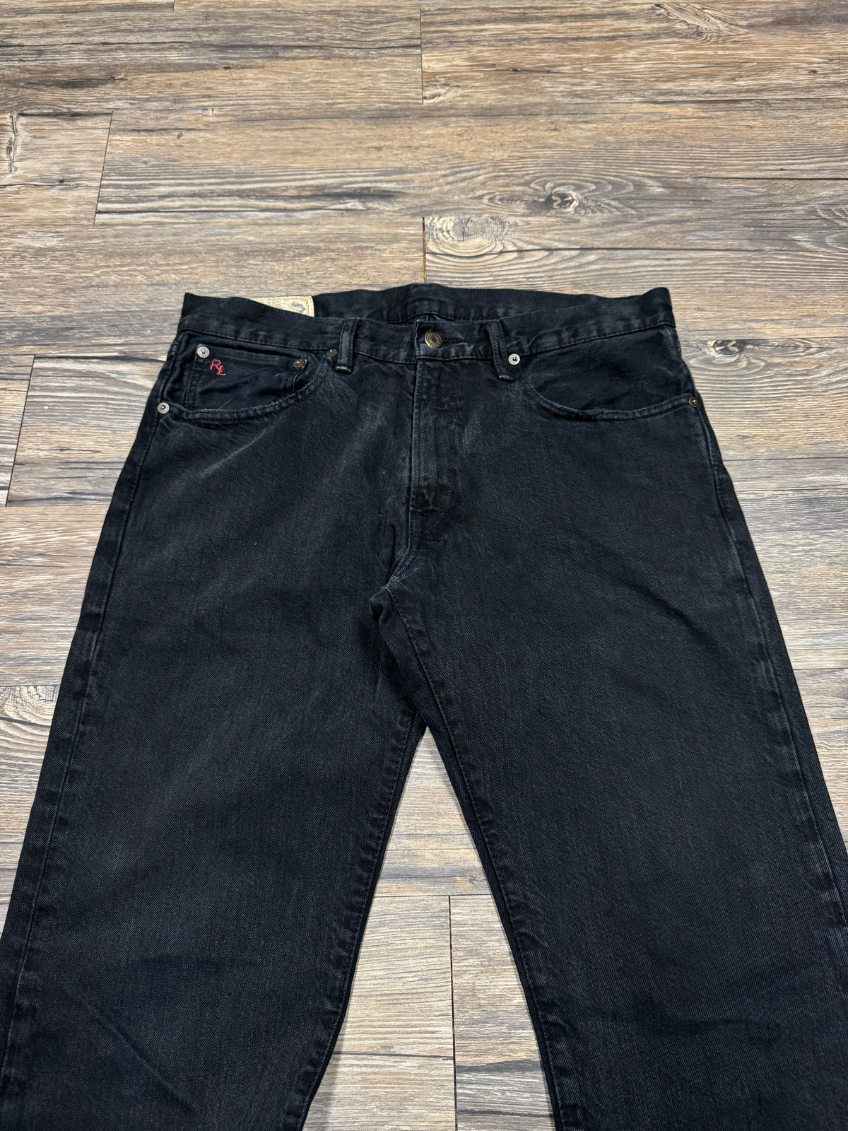 POLO RALPH LAUREN STRAIGHT LEG BLACK WASH JEANS (32)