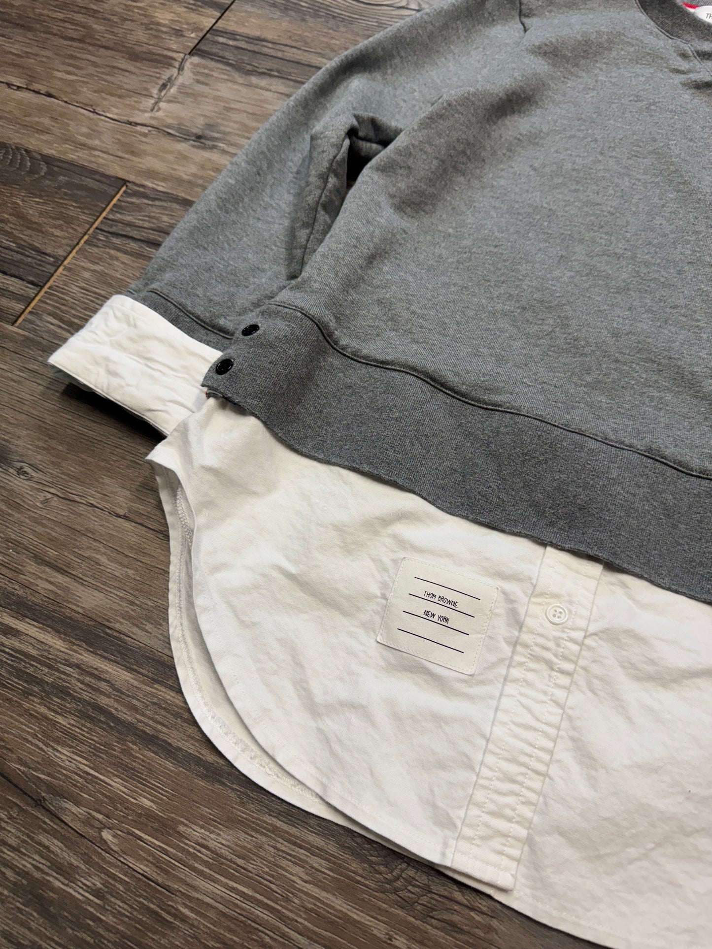 THOM BROWNE 4-BAR BUTTON UP CREW (S)