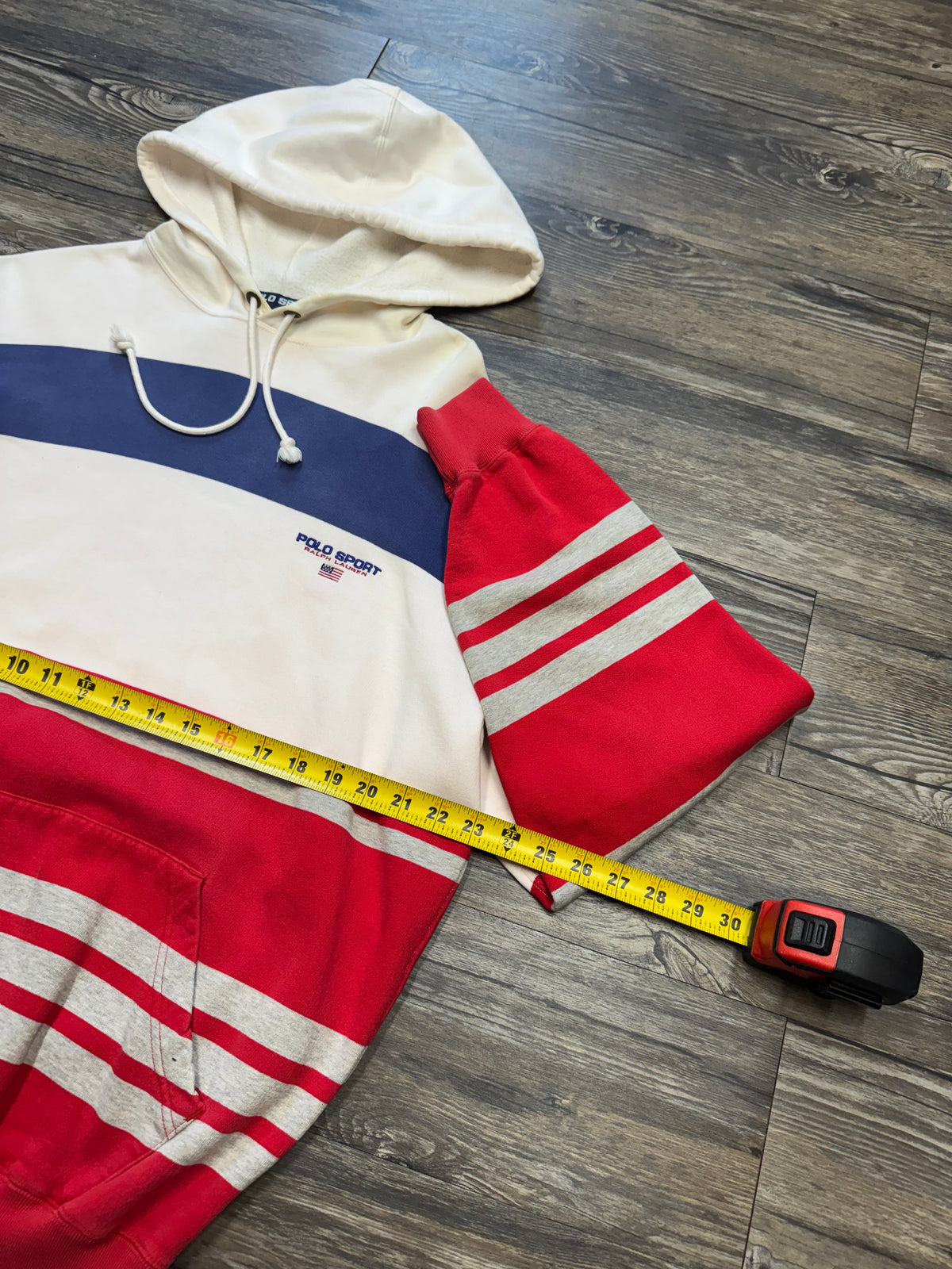 90’s POLO SPORT RALPH LAUREN STRIPED HOODIE (M)