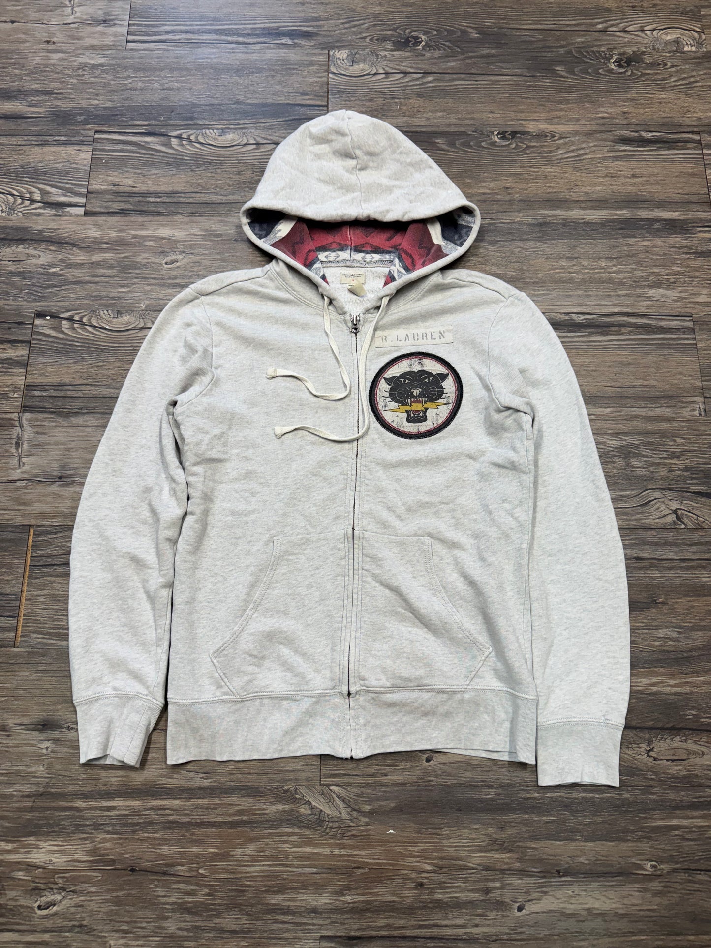 POLO RALPH LAUREN DENIM & SUPPLY TIGER MOTIF PLAID HOODED ZIP UP SWEATSHIRT (S)