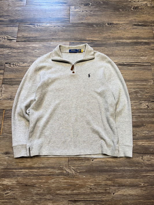 POLO RALPH LAUREN GREY QUARTER ZIP SWEATER (S)