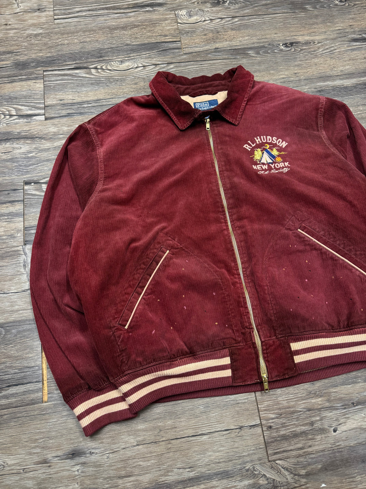 POLO RALPH LAUREN HUDSON VALLEY ART SOCIETY CORDUROY BOMBER JACKET (XL)