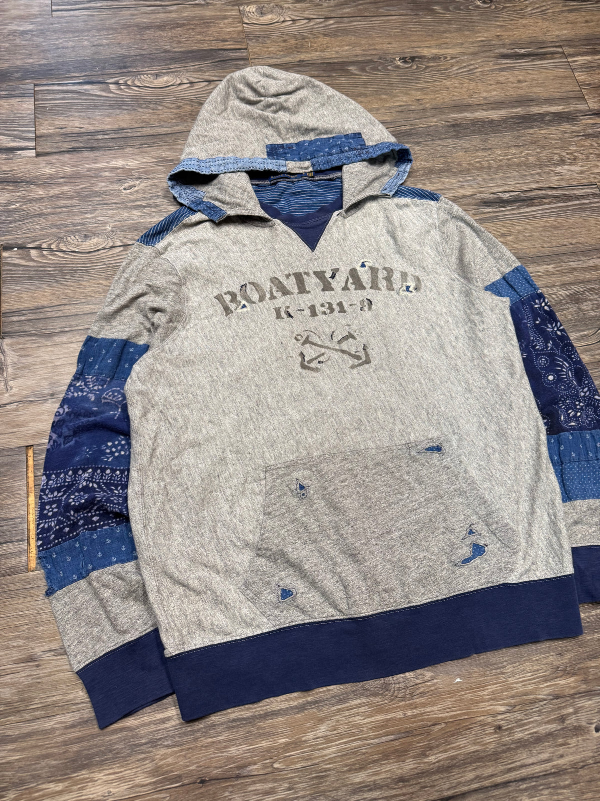 POLO RALPH LAUREN BOATYARD PATCHWORK STENCIL AFTERHOOD SWEATSHIRT (L)