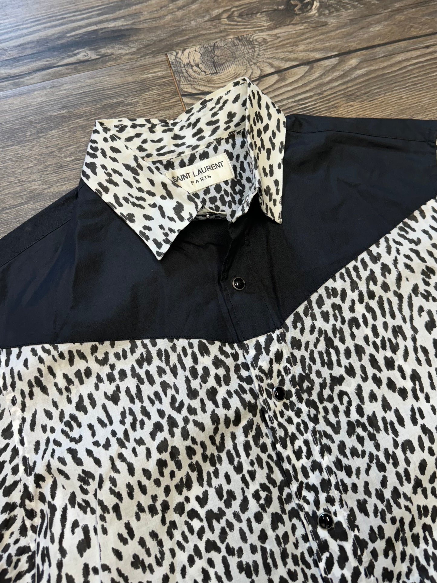 YSL HEDI CHEETAH WESTERN STYLED BUTTON UP
