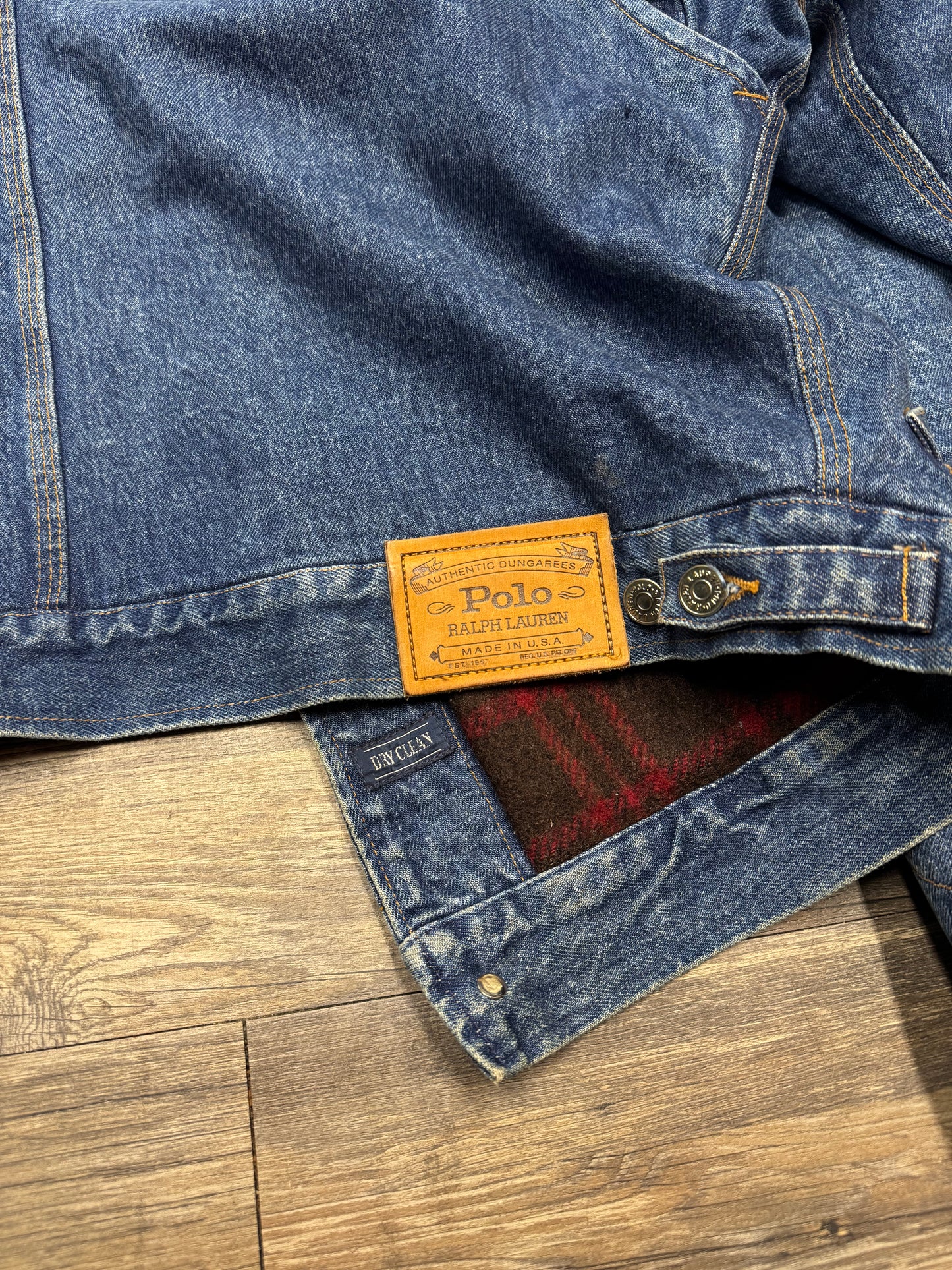 VINTAGE POLO RALPH LAUREN LINED DENIM TRUCKER JACKET (L)