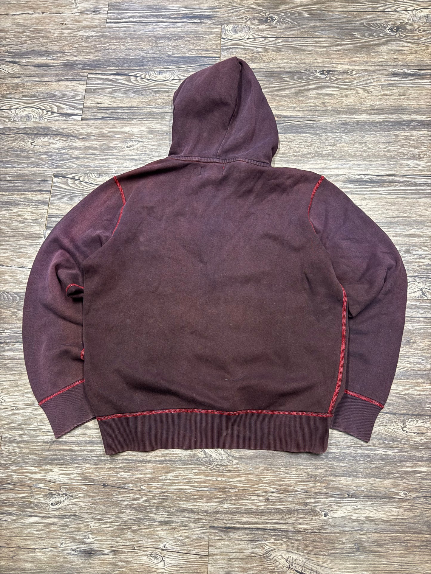 POLO RALPH LAUREN LINED SUNFADED MAROON HOODIE (L)