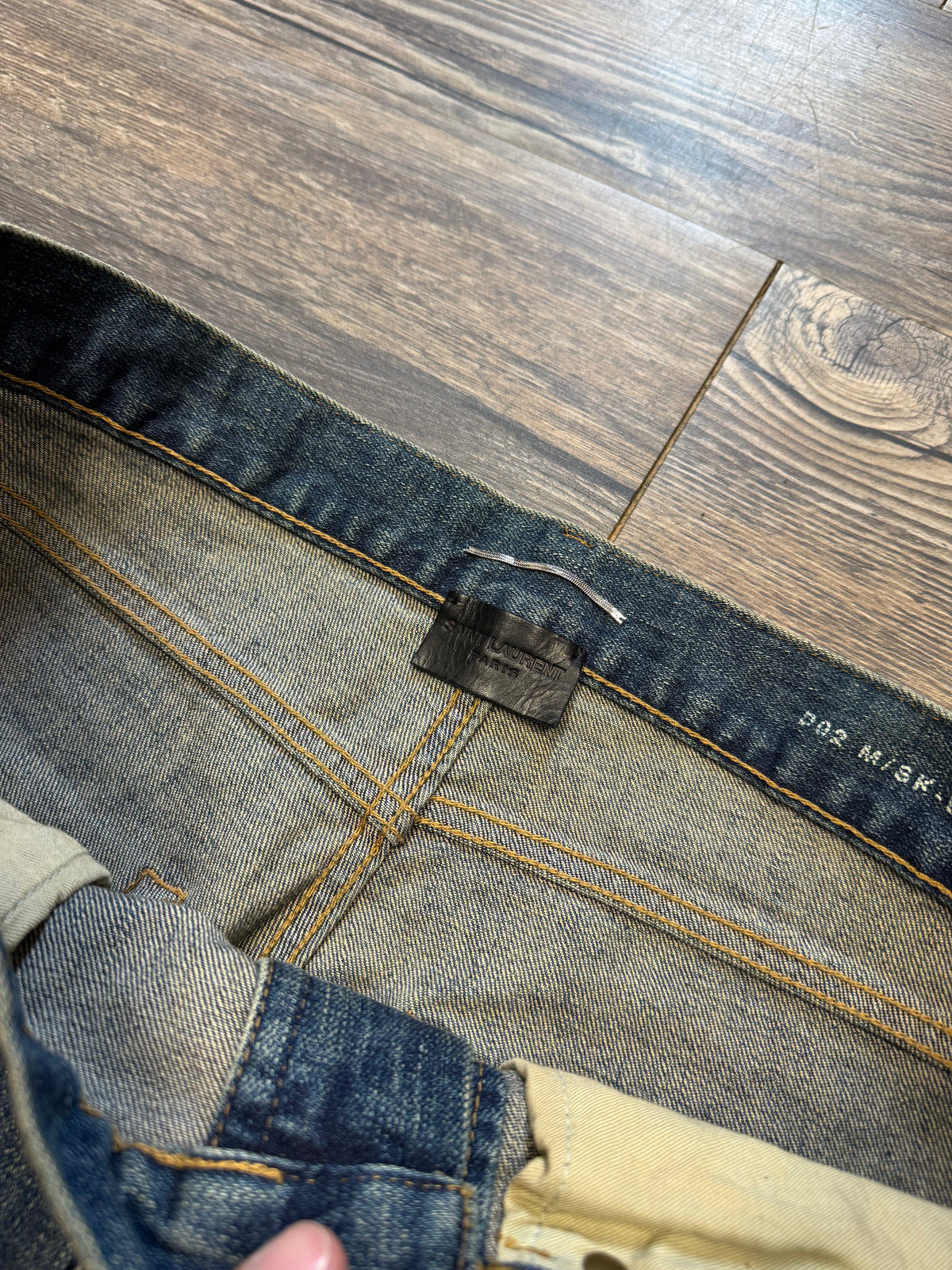 YVES SAINT LAURENT DARK WASH DENIM JEANS (32)