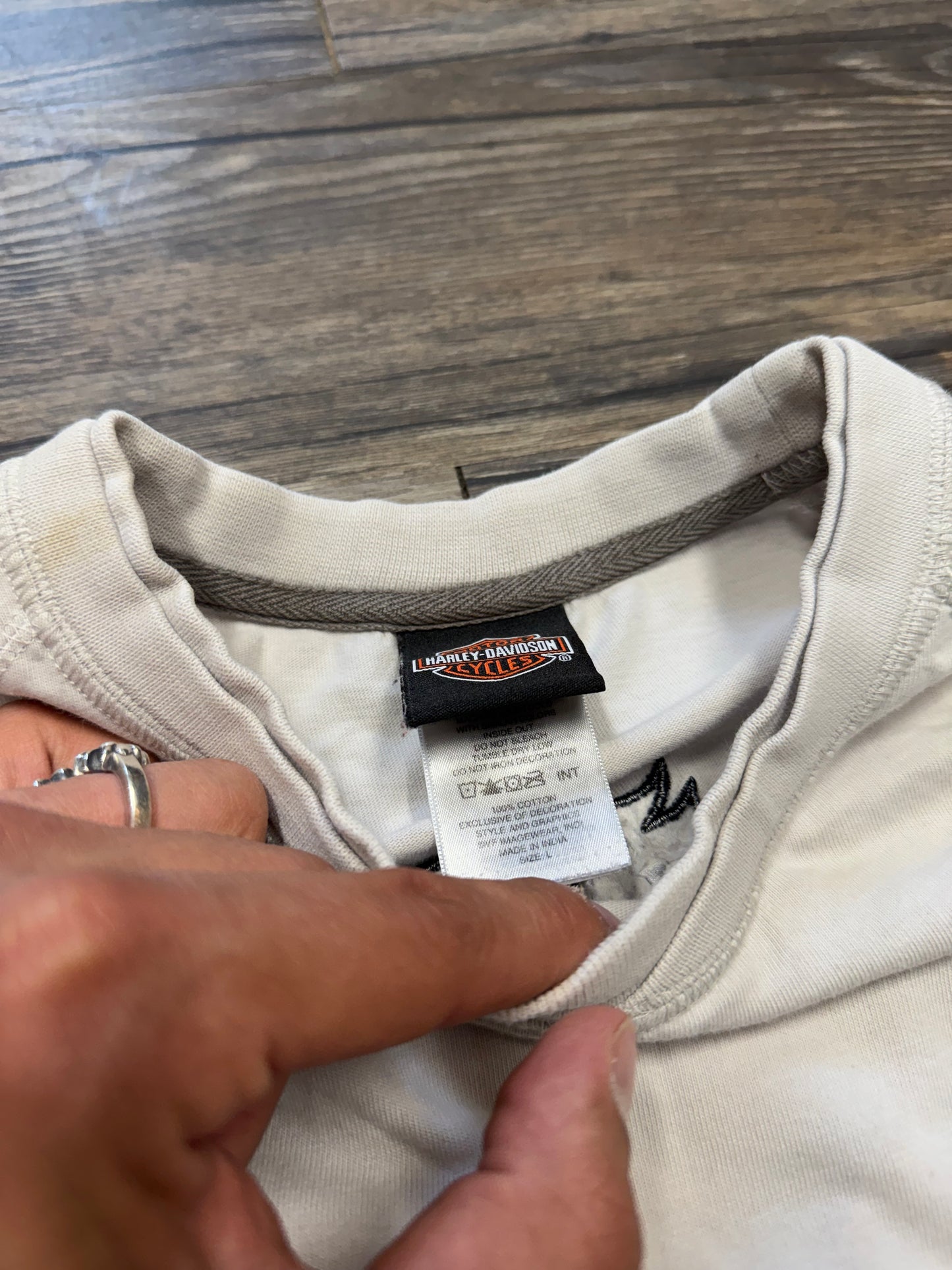 HARLEY DAVIDSON DISTRESSED BOXY EMBROIDERED T-SHIRT (L)