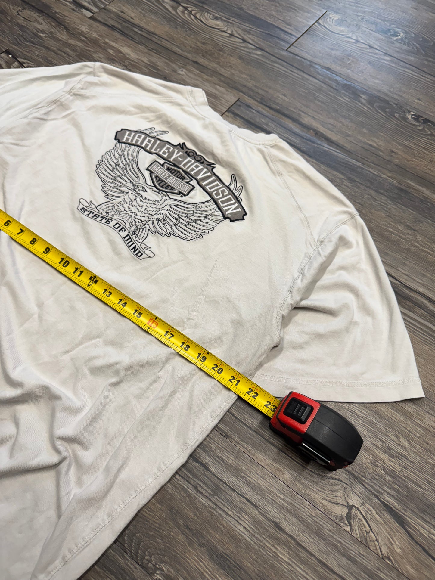 HARLEY DAVIDSON DISTRESSED BOXY EMBROIDERED T-SHIRT (L)