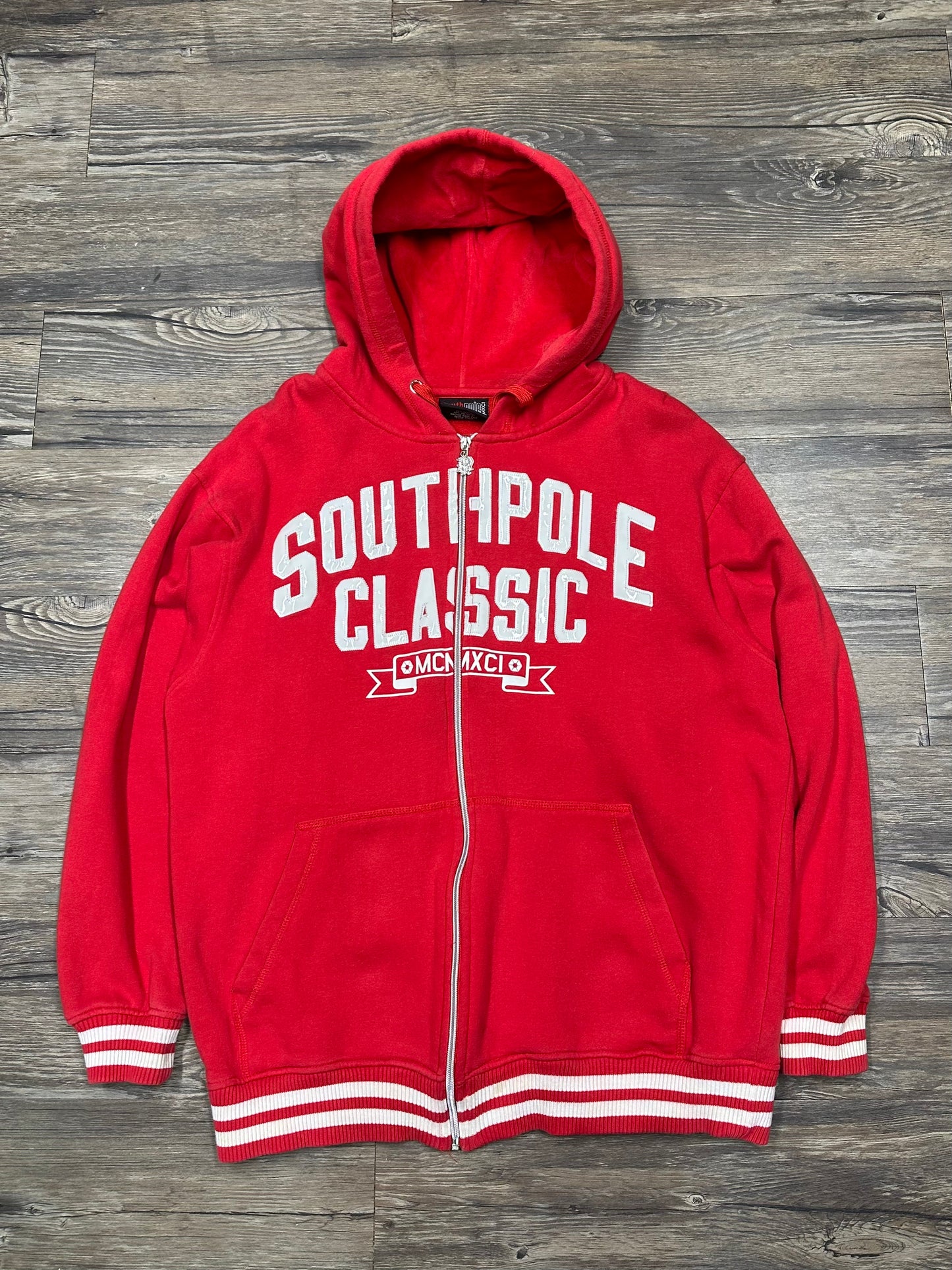 SOUTHPOLE CLASSIC PUFF PRINT TEXT ZIP-UP HOODIE (XL)