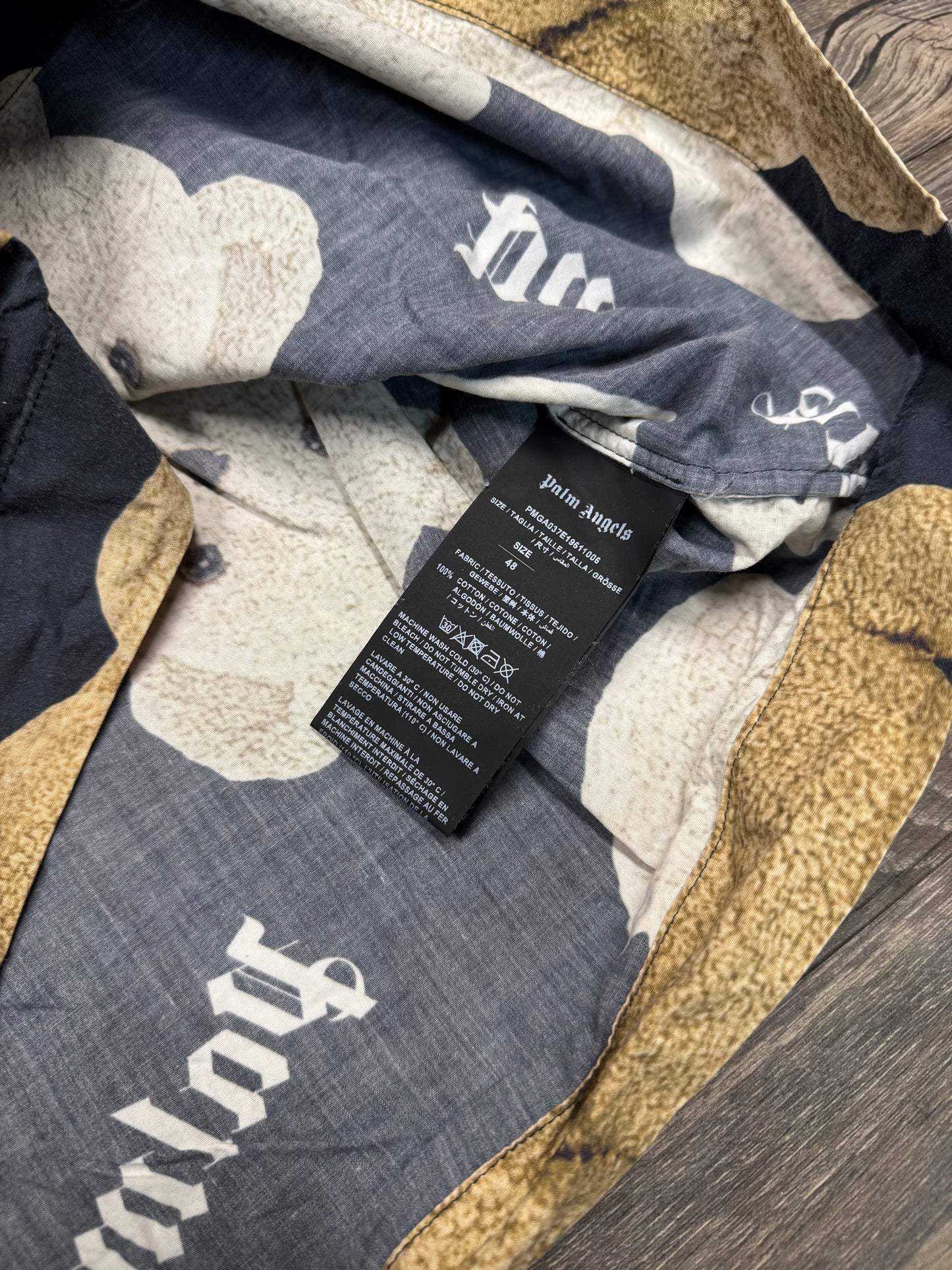 PALM ANGELS BEAR BUTTON UP T-SHIRT (M)