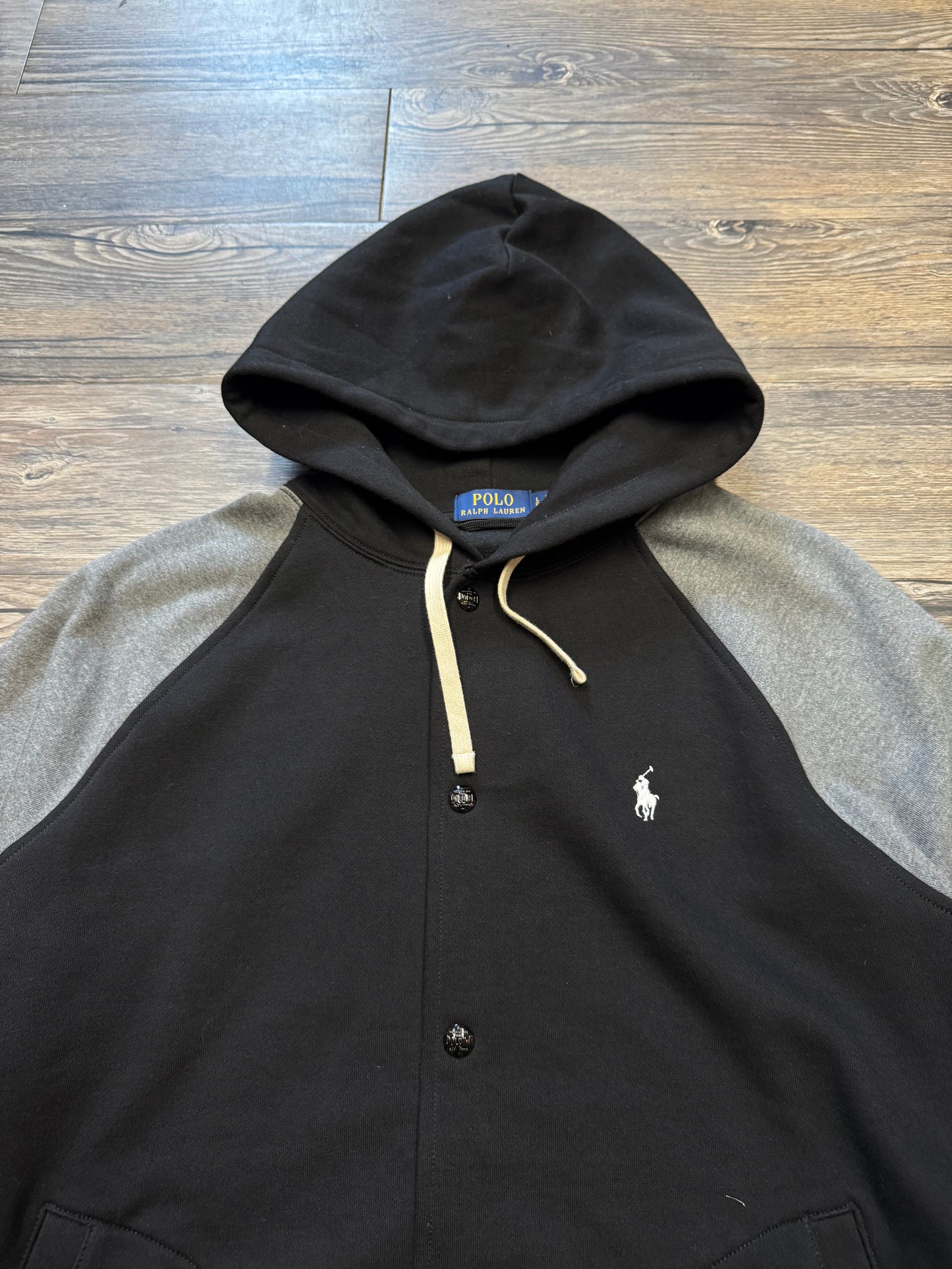 POLO RALPH LAUREN TWO-TONE VARSITY HOODIE (L)