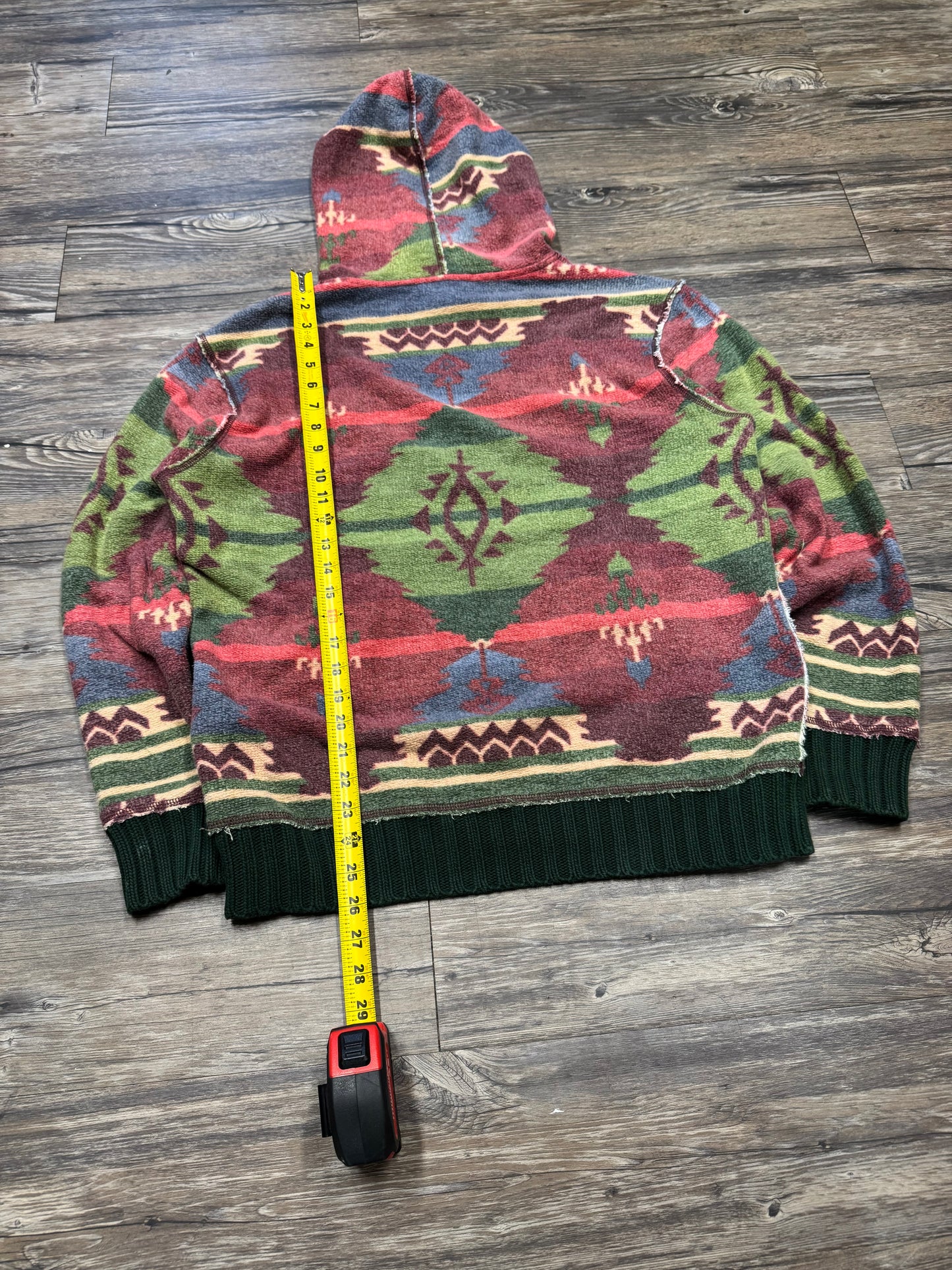 POLO RALPH LAUREN AZTEC PRINT KNIT HOODIE (M)
