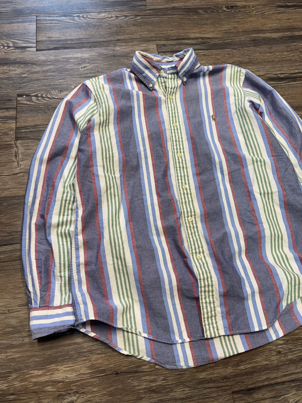 POLO RALPH LAUREN MULTI-COLORED STRIPED BUTTON UP SHIRT (L)
