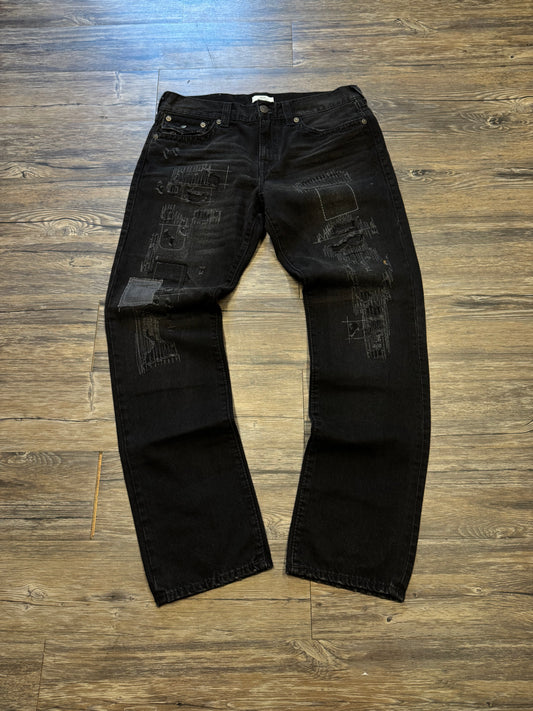 TRUE RELIGION DISTRESSED RICKY STRAIGHT LEG (34)