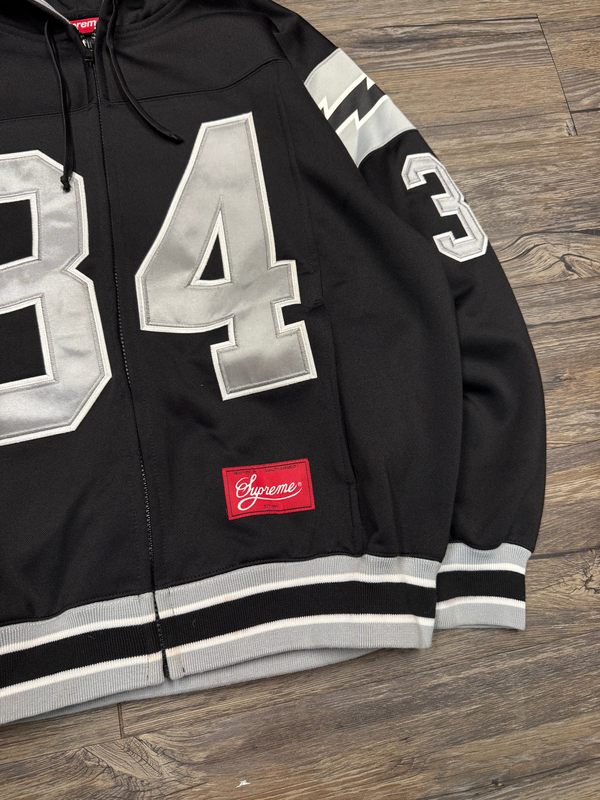 SUPREME SS24 FOOTBALL ZIP-UP HOODED SWEATSHIRT (S)