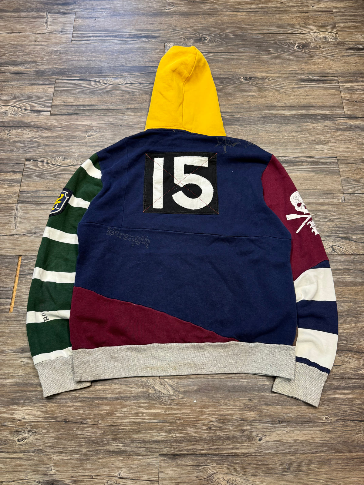 POLO RALPH LAUREN PATCHWORK SKULL RUGBY CAMO HOODIE (L)