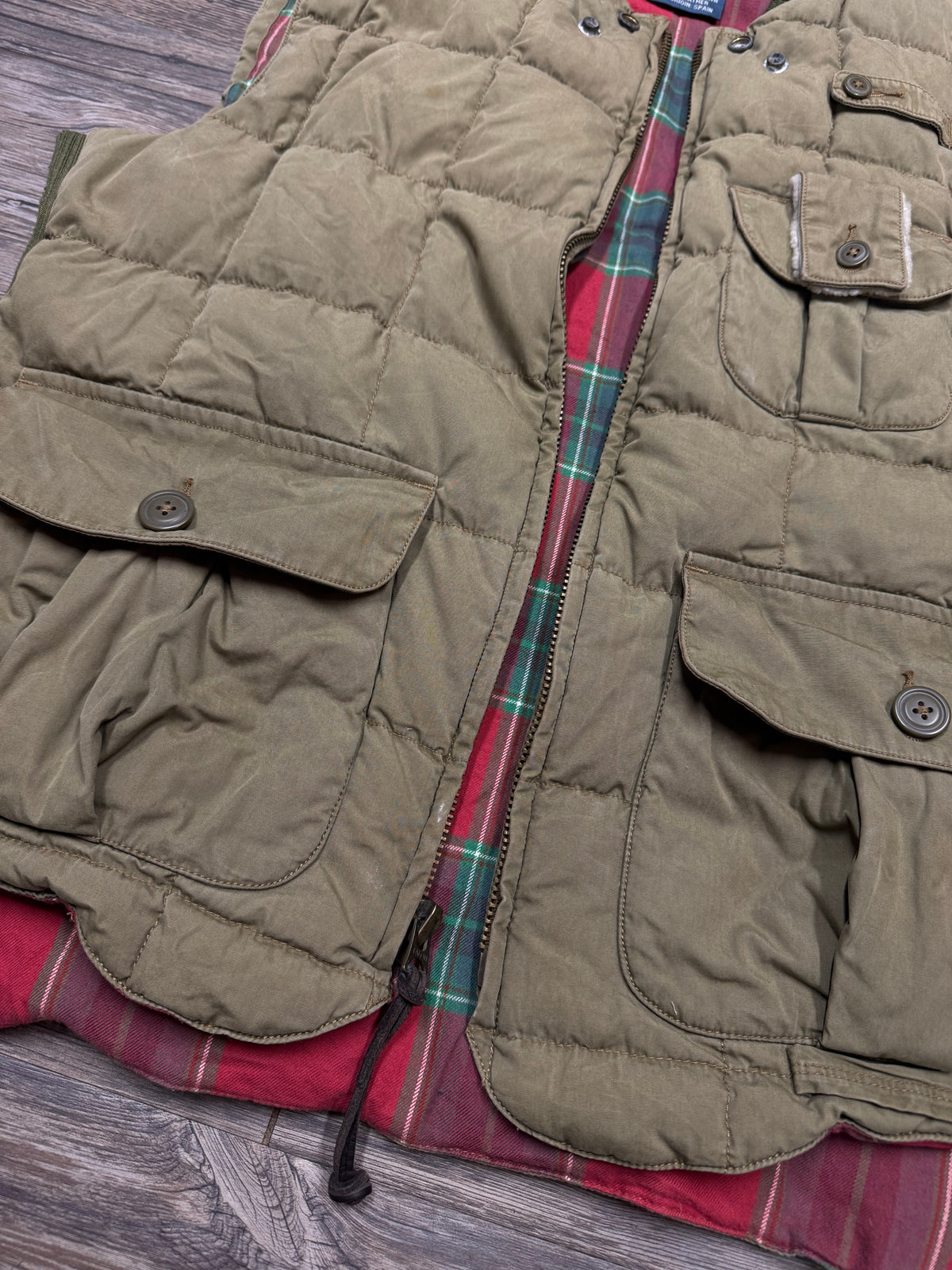 POLO RALPH LAUREN 90’s PLAID LINED PUFFER WORK VEST (L)