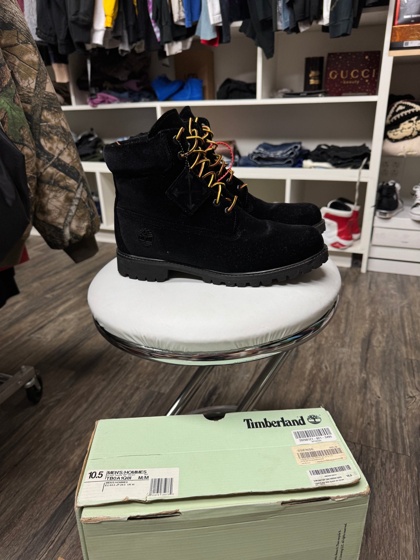 OFF WHITE PONY HAIR TIMBERLANDS (10.5)