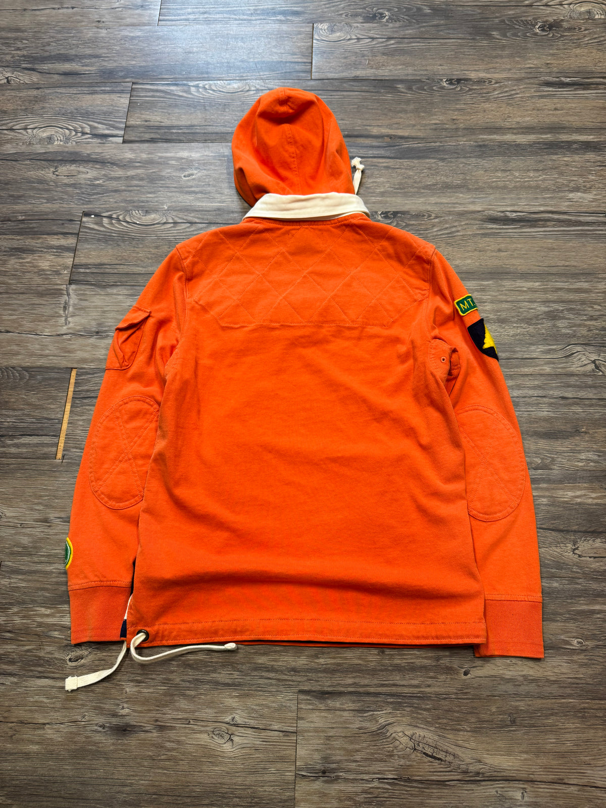POLO RALPH LAUREN SKIT PATROL HENLEY PATCHWORK HOODED SWEATSHIRT (S)