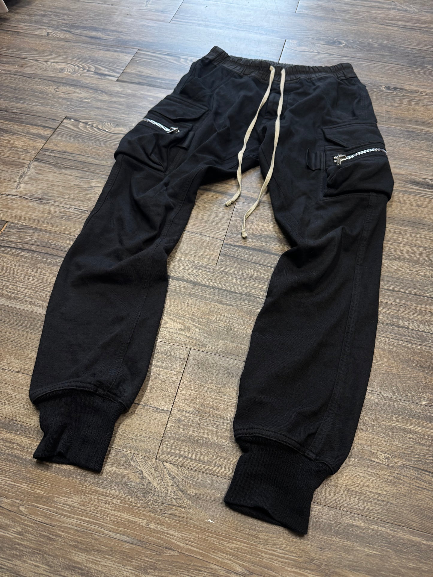 RICK OWENS MASTODON SS17 CARGO SLIM SWEATPANTS (S)