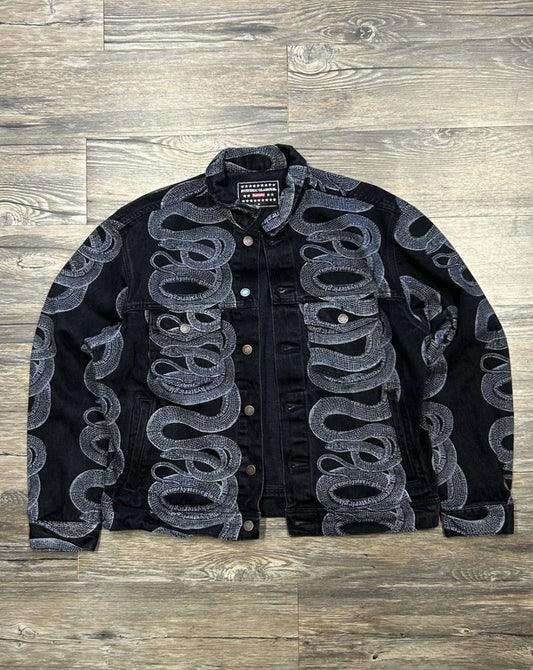 SUPREME X HYSTERIC GLAMOUR SNAKE DENIM JACKET (MEDIUM)