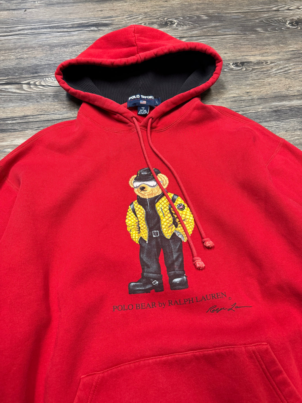 RALPH LAUREN POLO SPORT WAFFLE LINED BEAR HOODIE (L)
