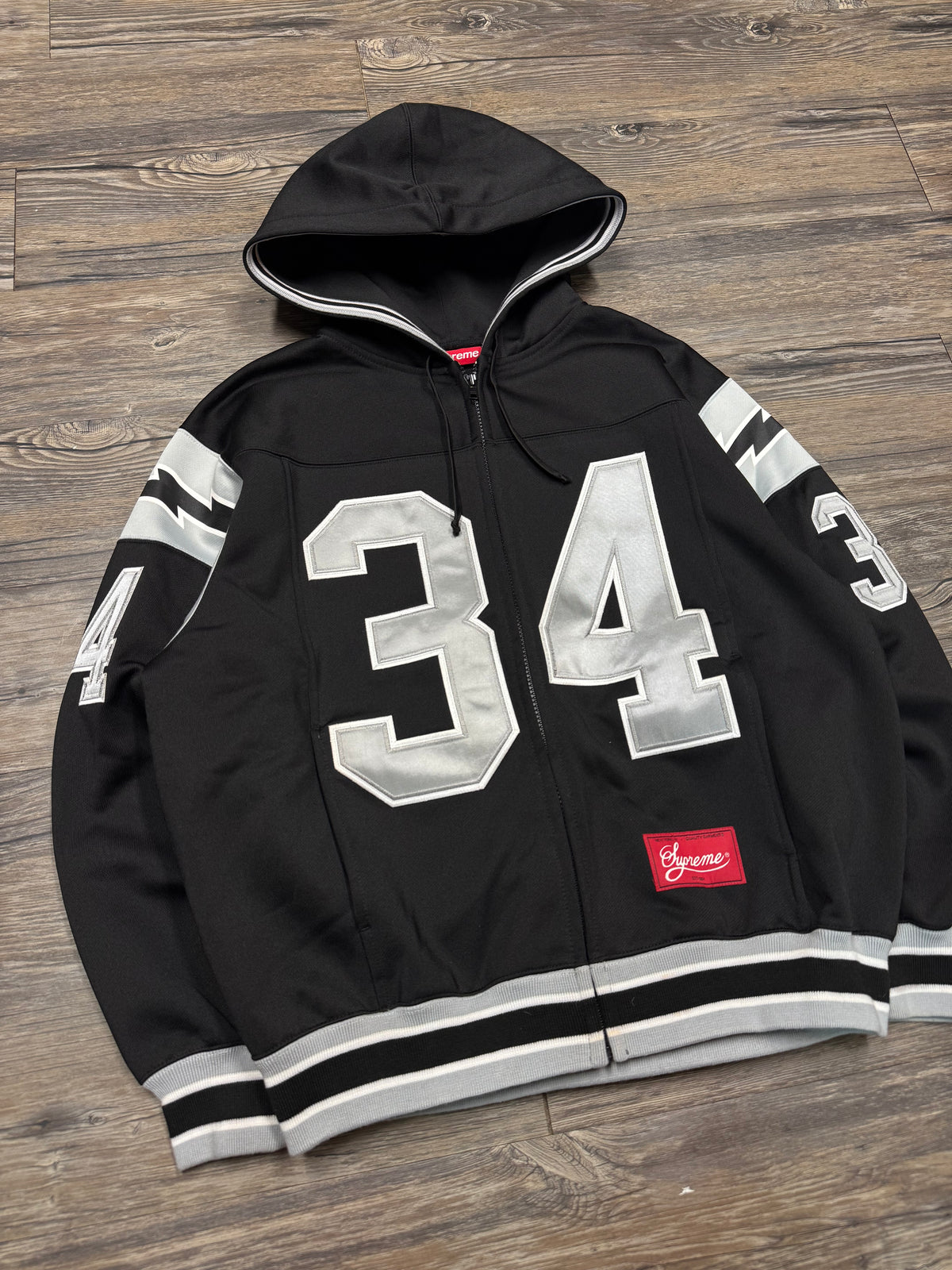 SUPREME SS24 FOOTBALL ZIP-UP HOODED SWEATSHIRT (S)