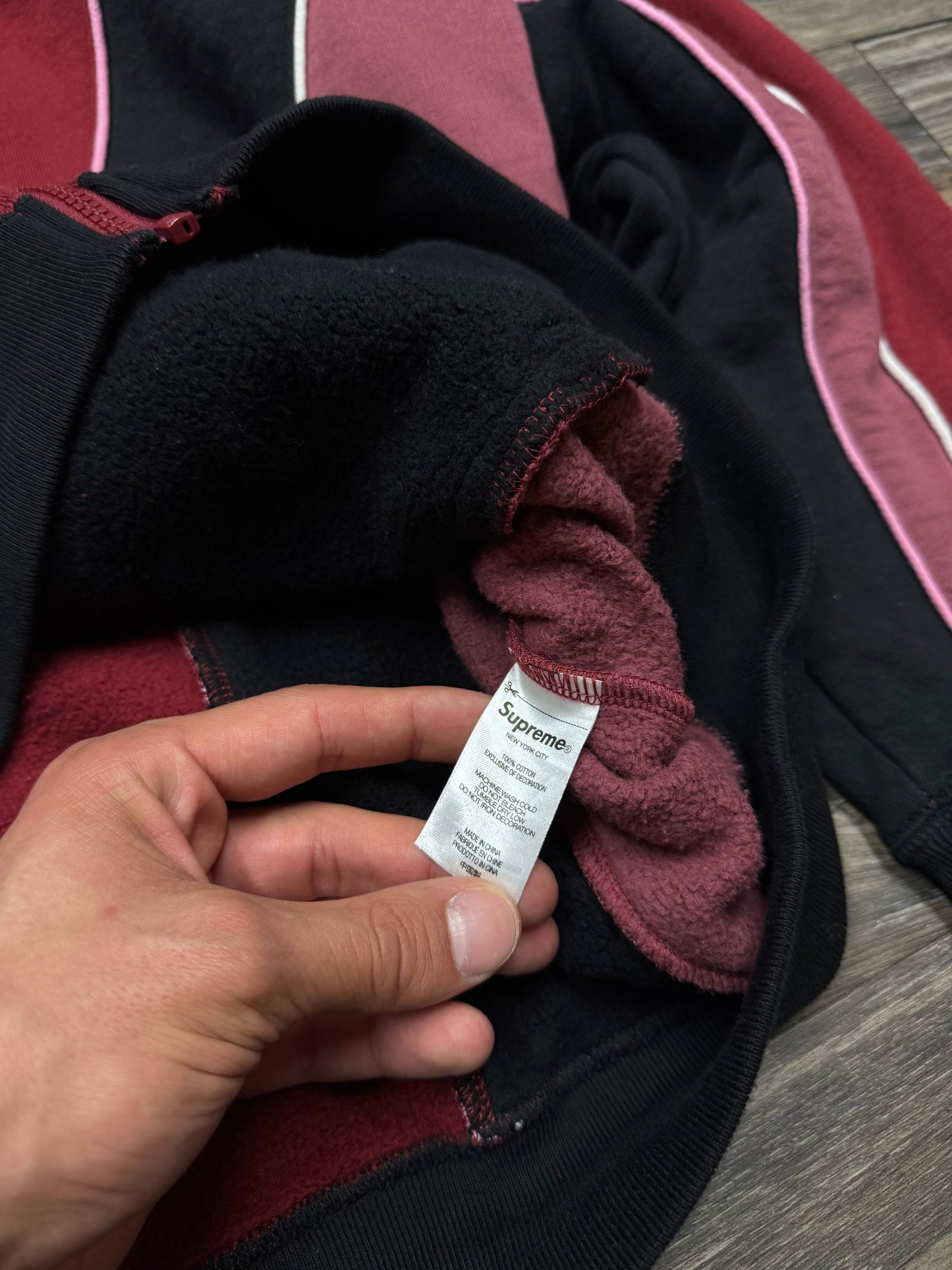 SUPREME TRACK PANELED ZIP UP HOODED SWEATSHIRT (M)