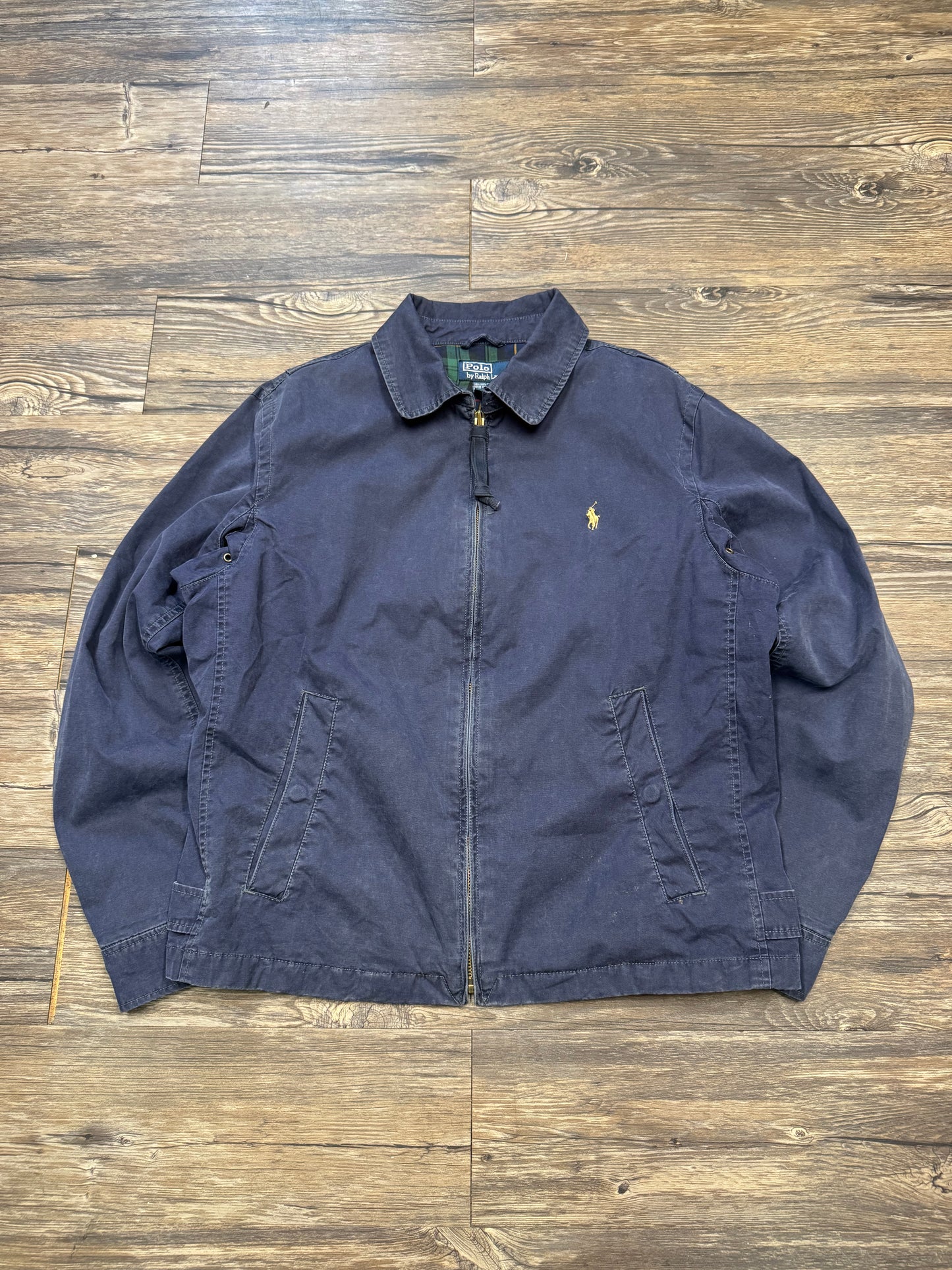 POLO RALPH LAUREN STONE WASHED TARTAN HARRINGTON JACKET (L)
