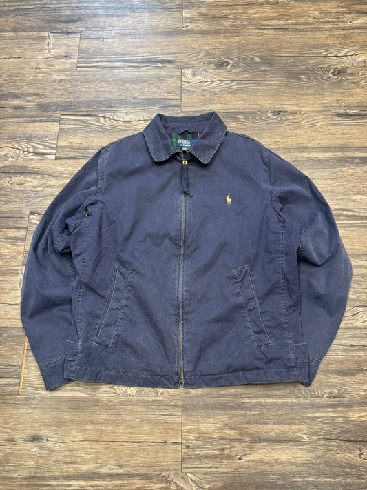 POLO RALPH LAUREN STONE WASHED TARTAN HARRINGTON JACKET (L)