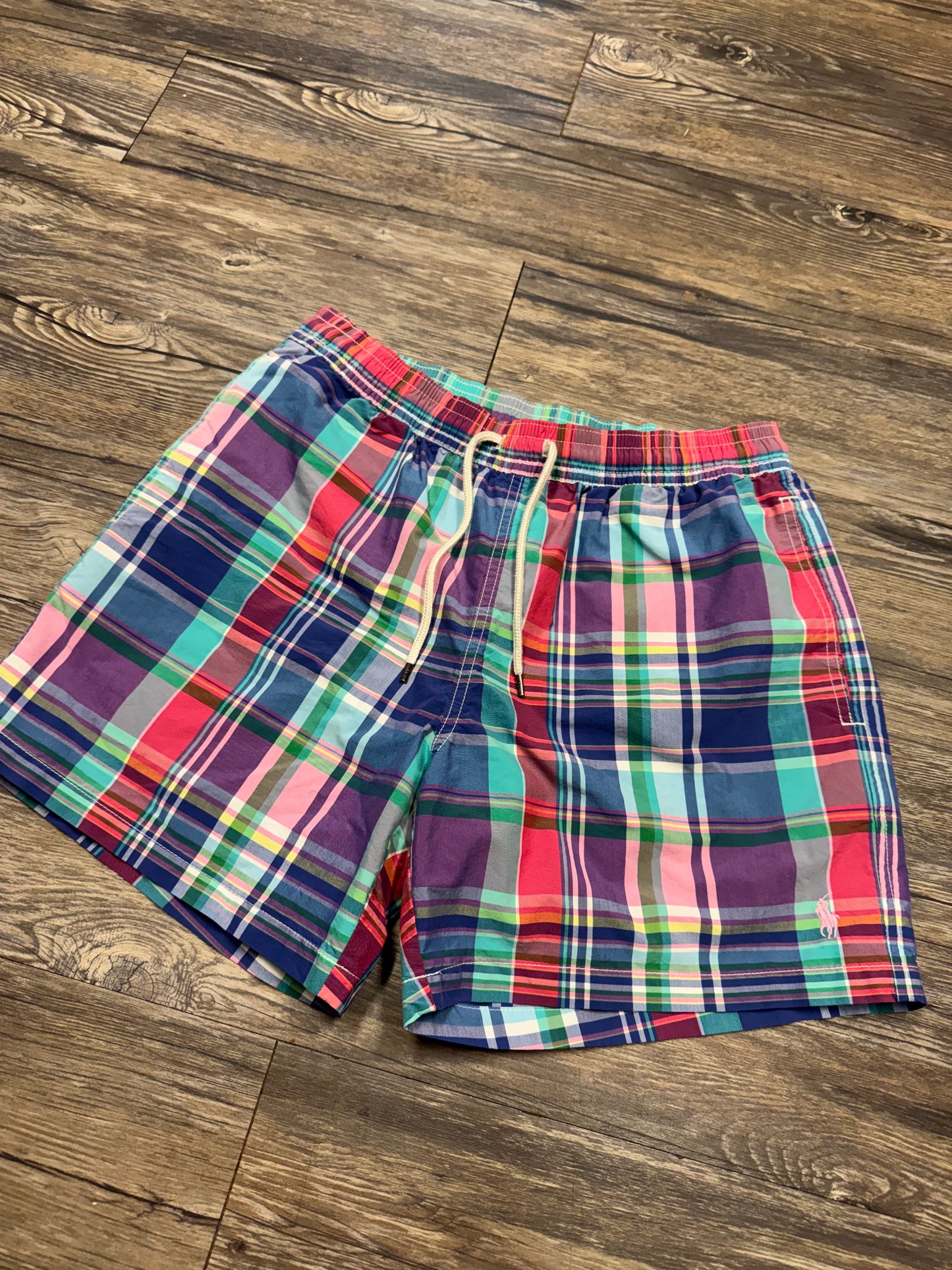 POLO RALPH LAUREN PLAID SWIM SHORTS (M)