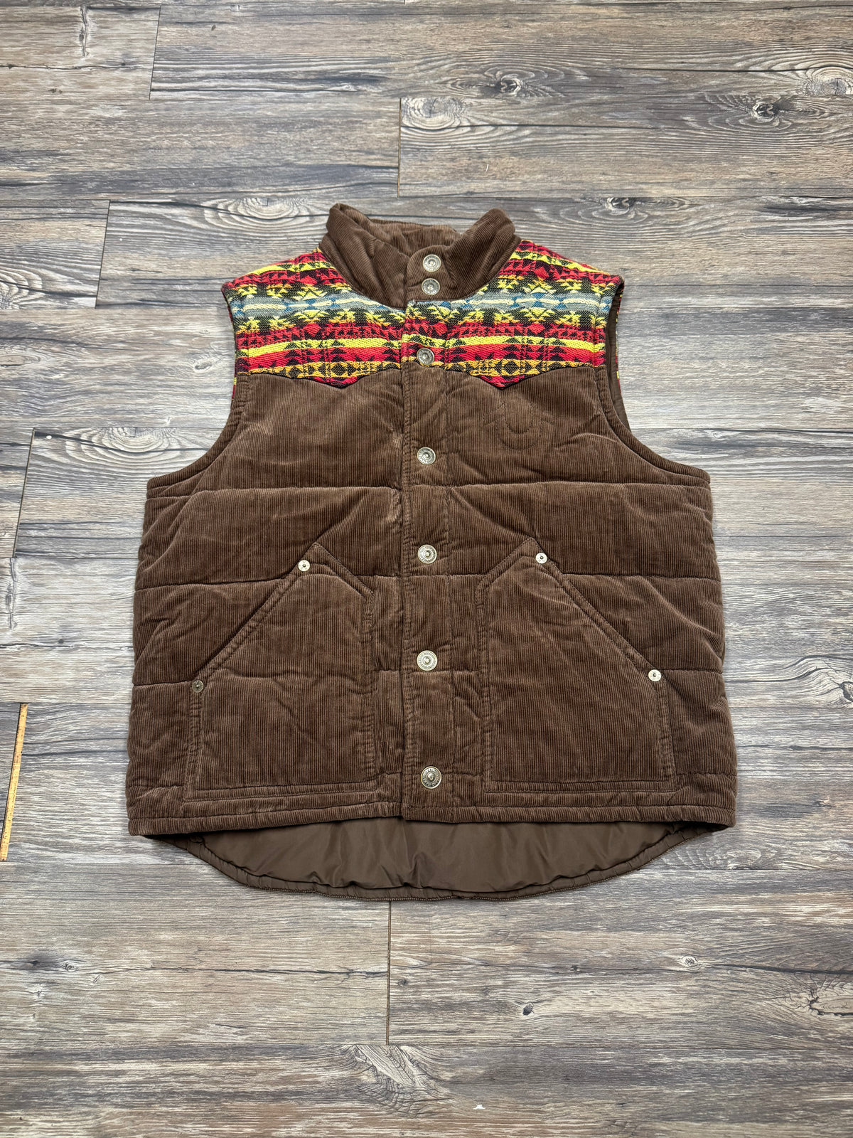 TRUE RELIGION CORDUROY AZTEC PUFFER VEST (XL)