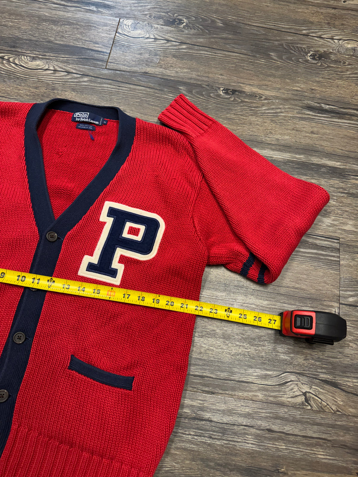 POLO RALPH LAUREN VARSITY LETTERMAN KNIT CARDIGAN (M)