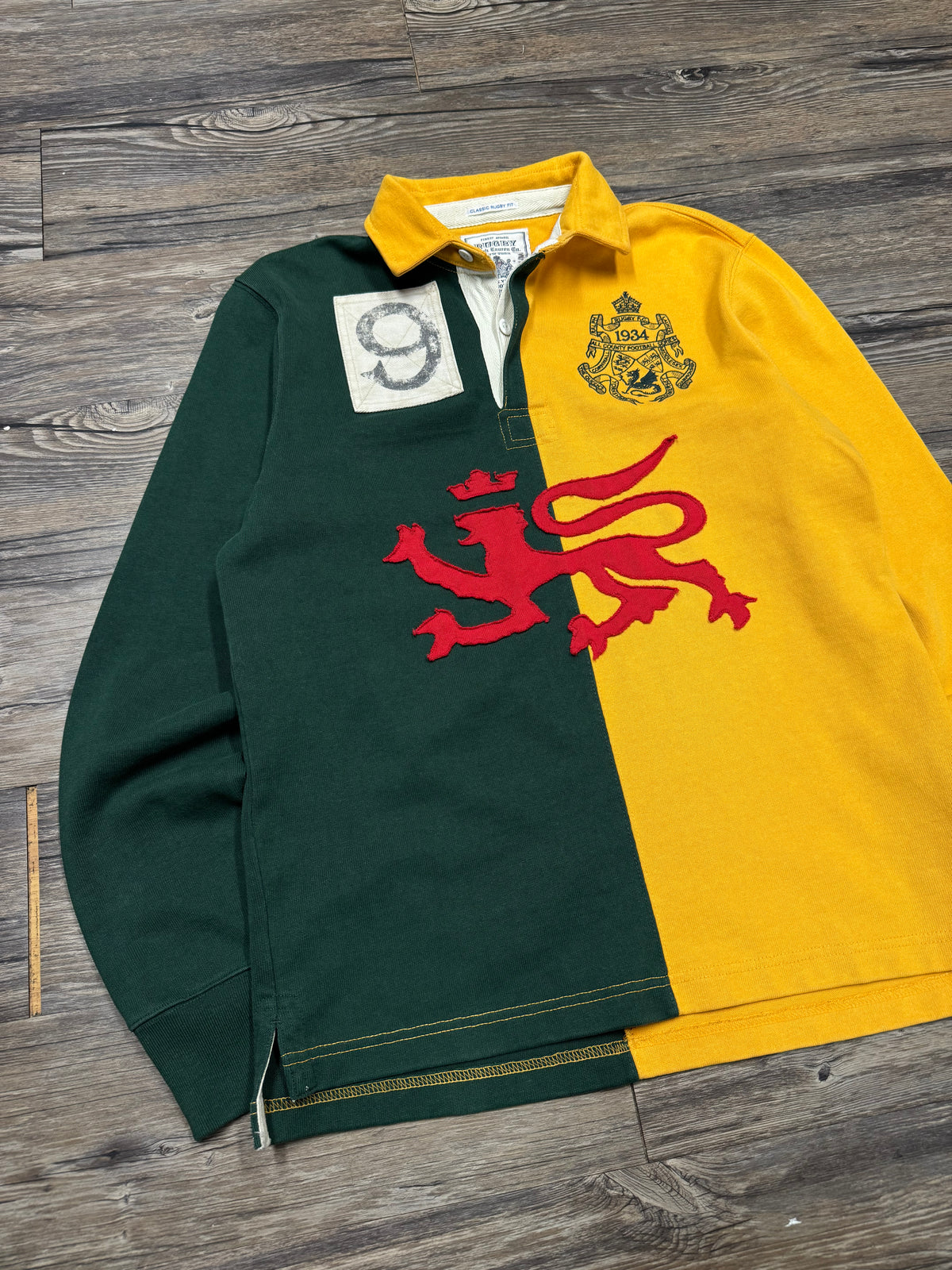 POLO RALPH LAUREN RUGBY LINE LION COLORBLOCK CREST LONGSLEEVE (M)