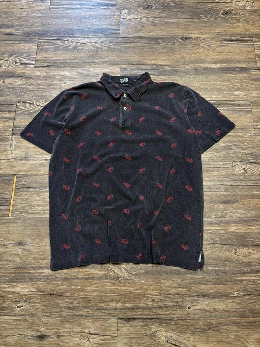 POLO RALPH LAUREN RIBBED COTTON CRAB PRINT POLO (L)