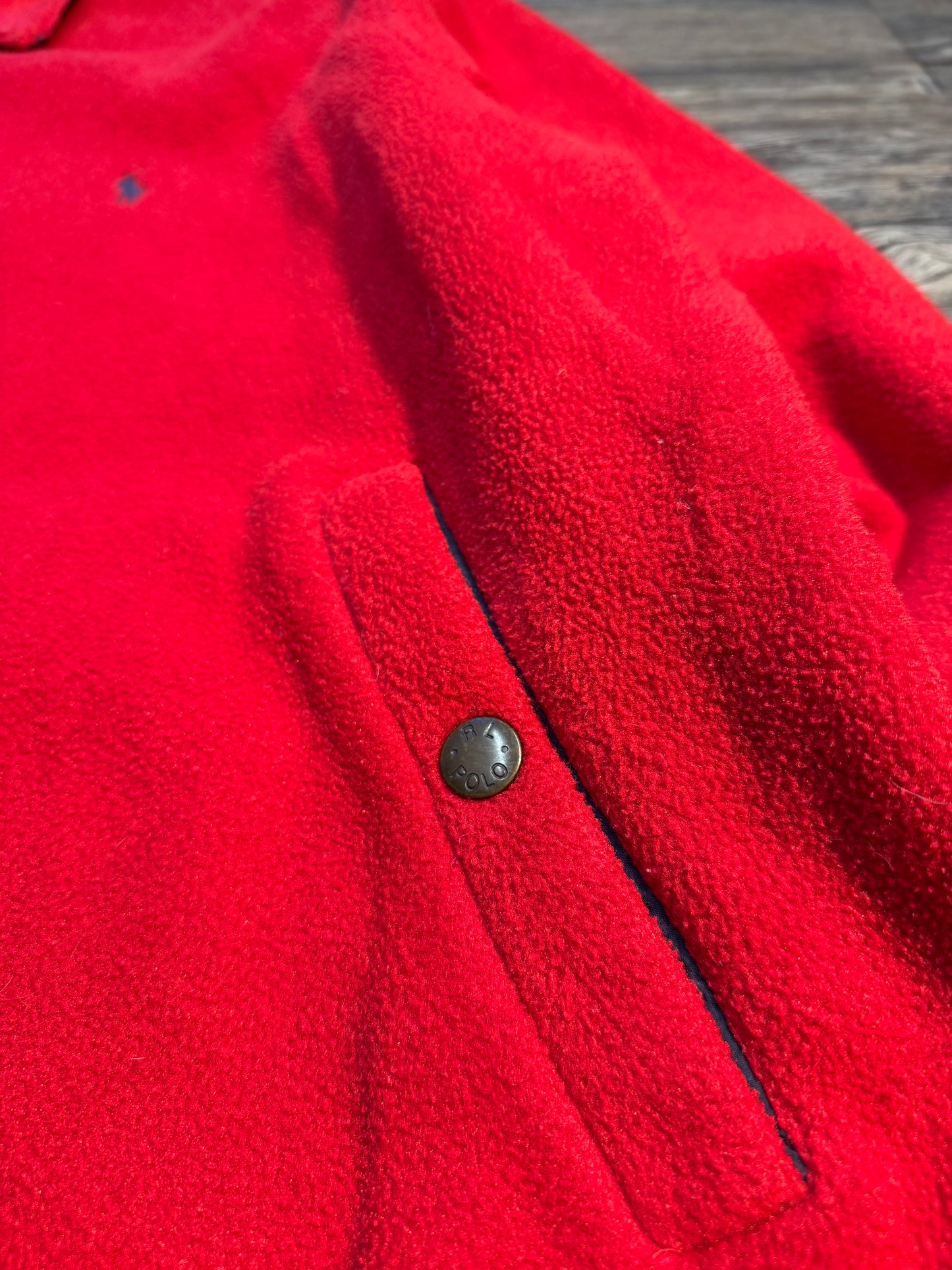 VINTAGE POLO RALPH LAUREN RED FLEECE (L)