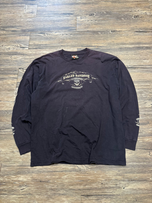 HARLEY DAVIDSON VINTAGE FADED FLAME SKULL LONGSLEEVE SHIRT (XL)