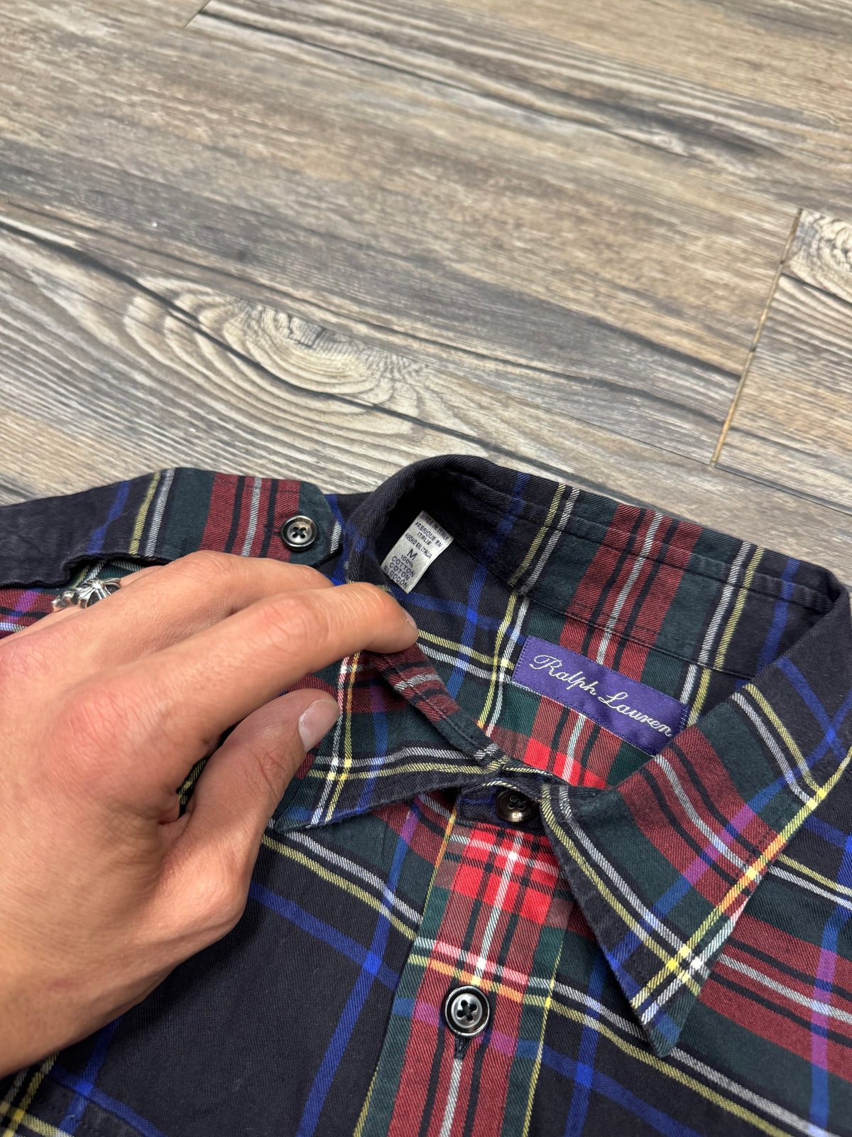 POLO RALPH LAUREN PURPLE LABEL PLAID FLANNEL (M)