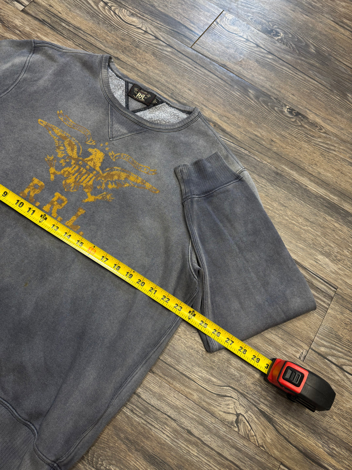 DOUBLE RL SUNFADED RIBKNIT NAVAL CREWNECK (XXL)