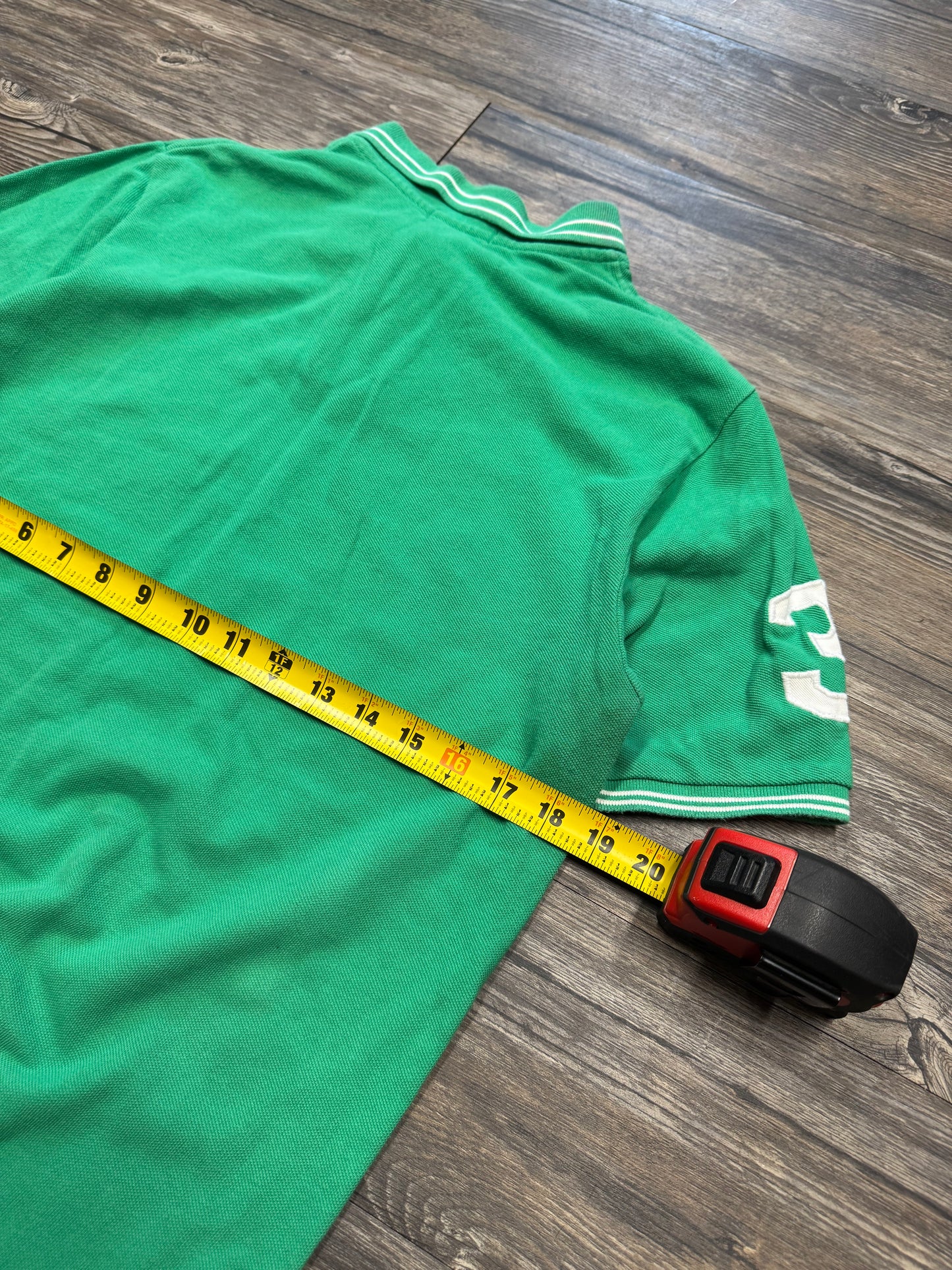 POLO RALPH LAUREN ITALIC LIME GREEN RIBBED POLO SHIRT (M)