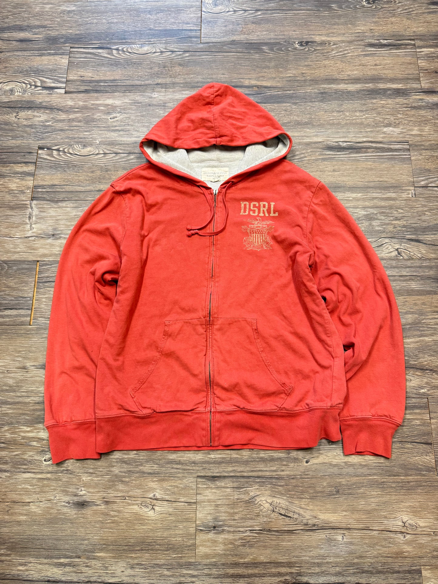 RALPH LAUREN DENIM & SUPPLY FADED RED ZIP UP (L)