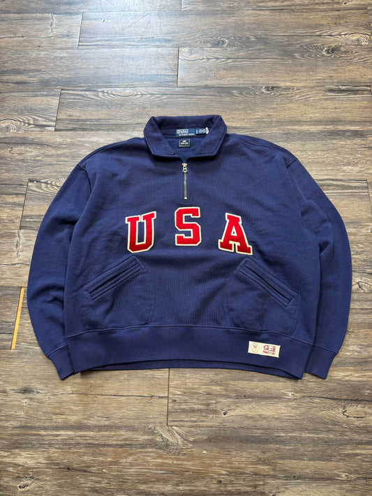 POLO RALPH LAUREN USA QUARTER ZIP SWEATSHIRT (XL)