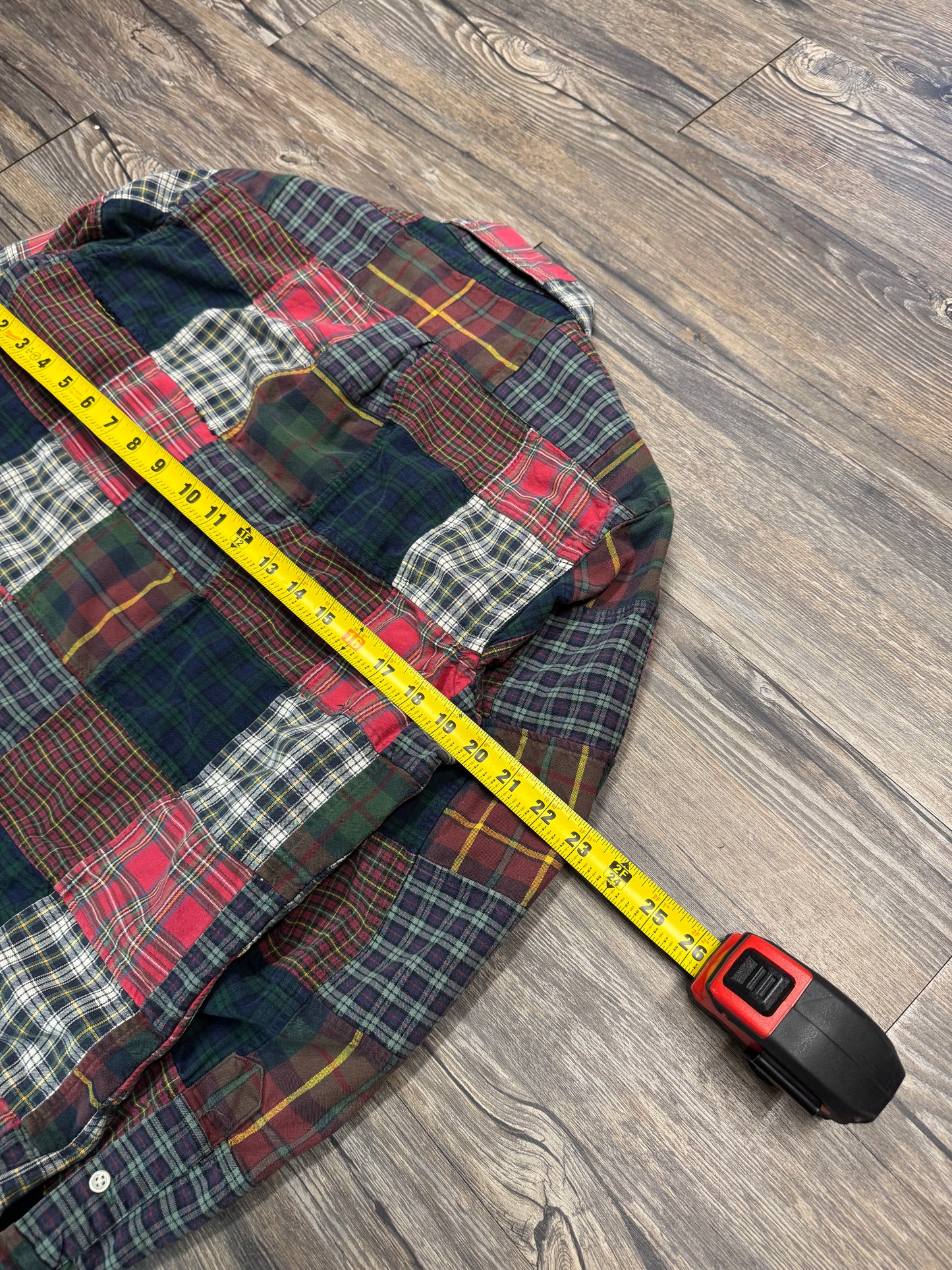 POLO RALPH LAUREN PLAID PATCHWORK BUTTON UP SHIRT (M)
