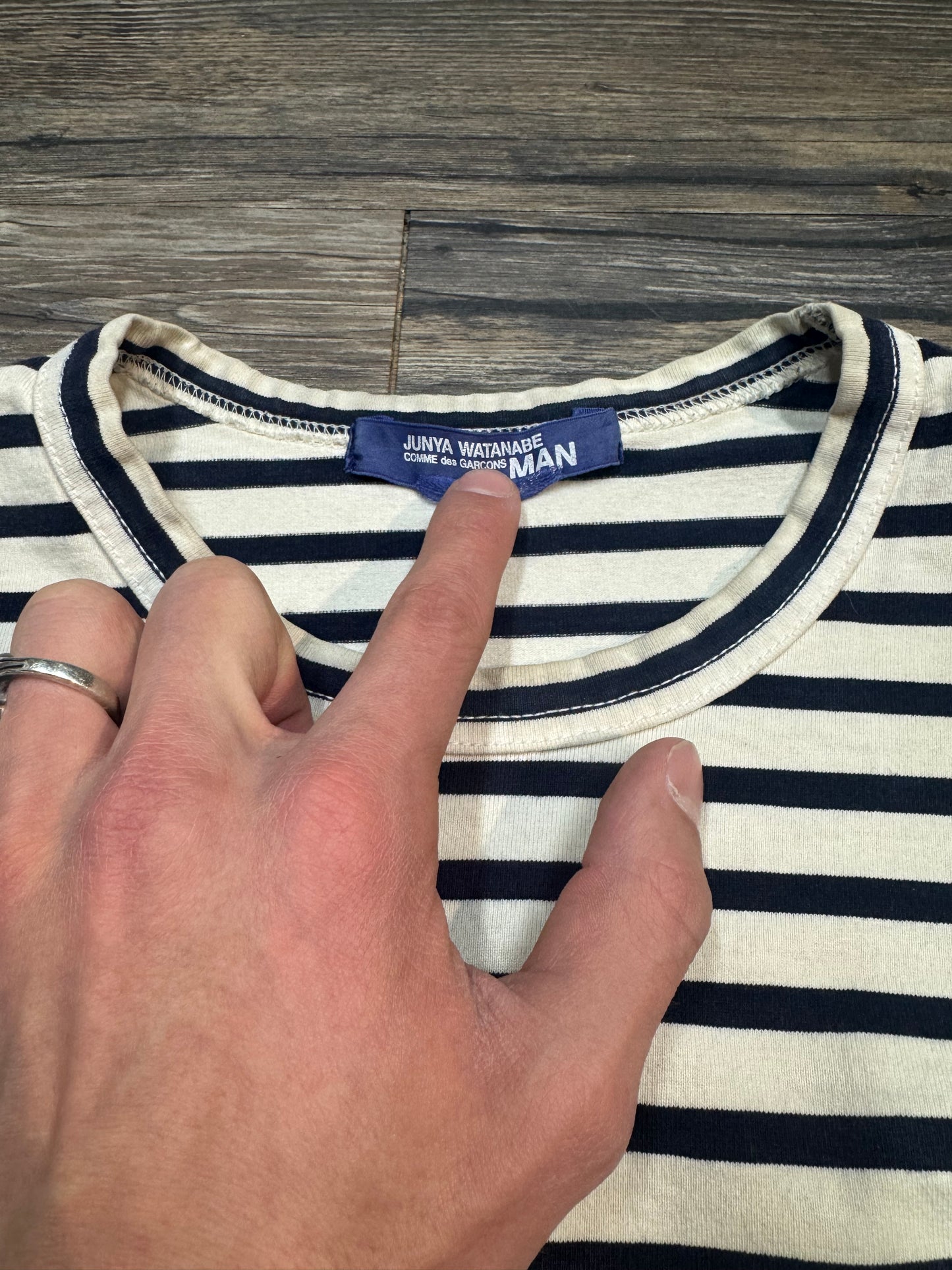 JUNYA WATANABE STRIPPED LONG SLEEVE T-SHIRT (MEDIUM)