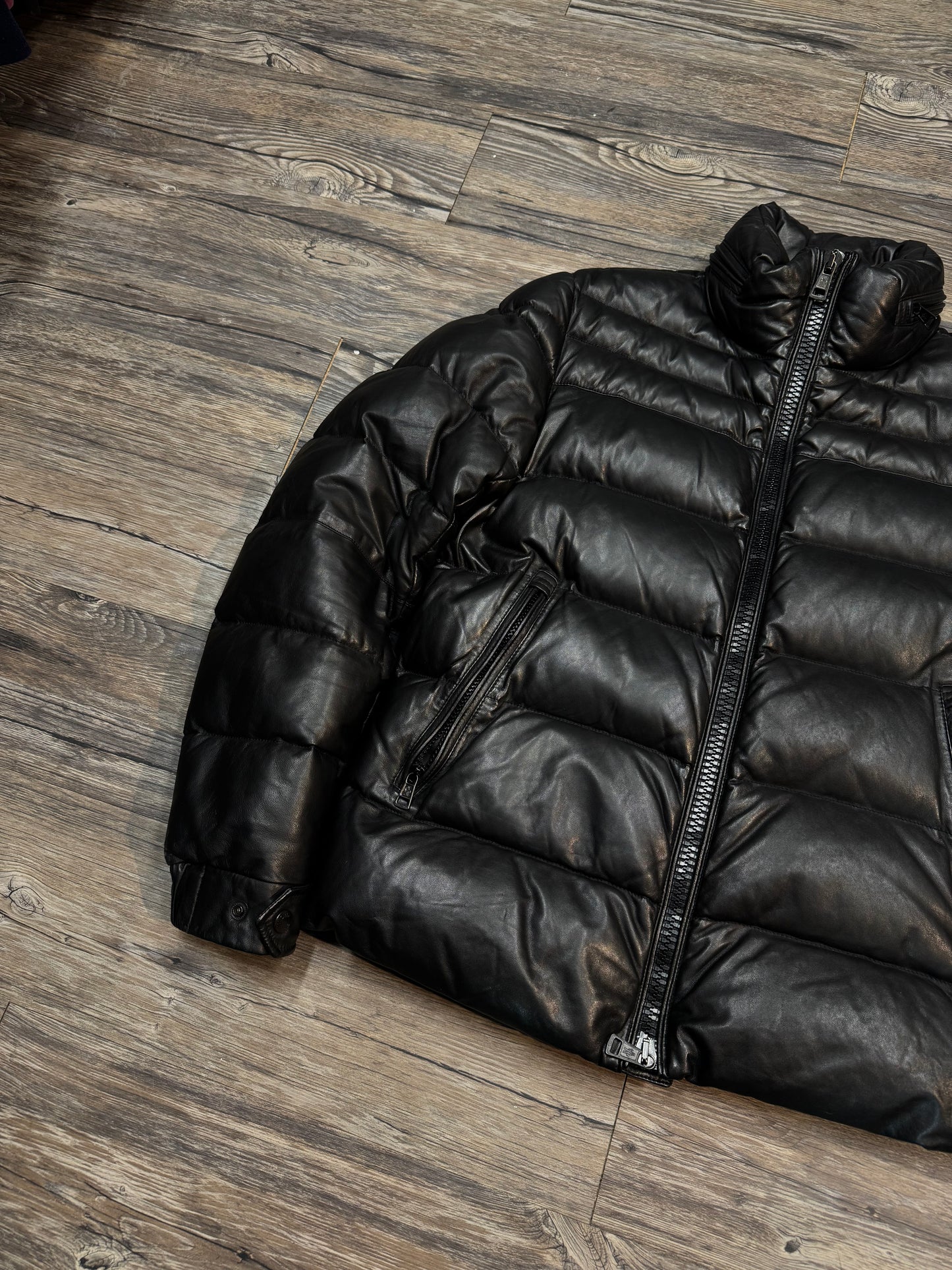 MONCLER LEATHER PUFER JACKET (MEDIUM)