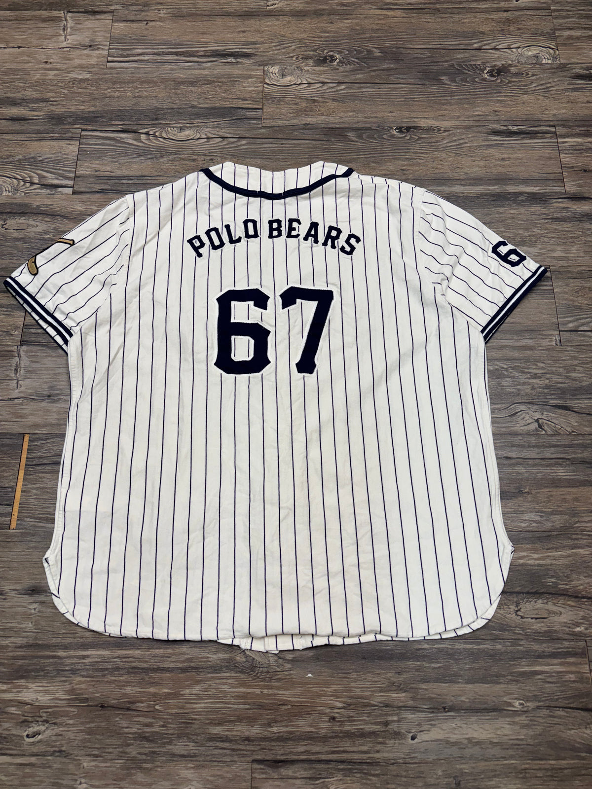 POLO RALPH LAUREN PINSTRIPE BEARS JERSEY SHIRT (XXL)
