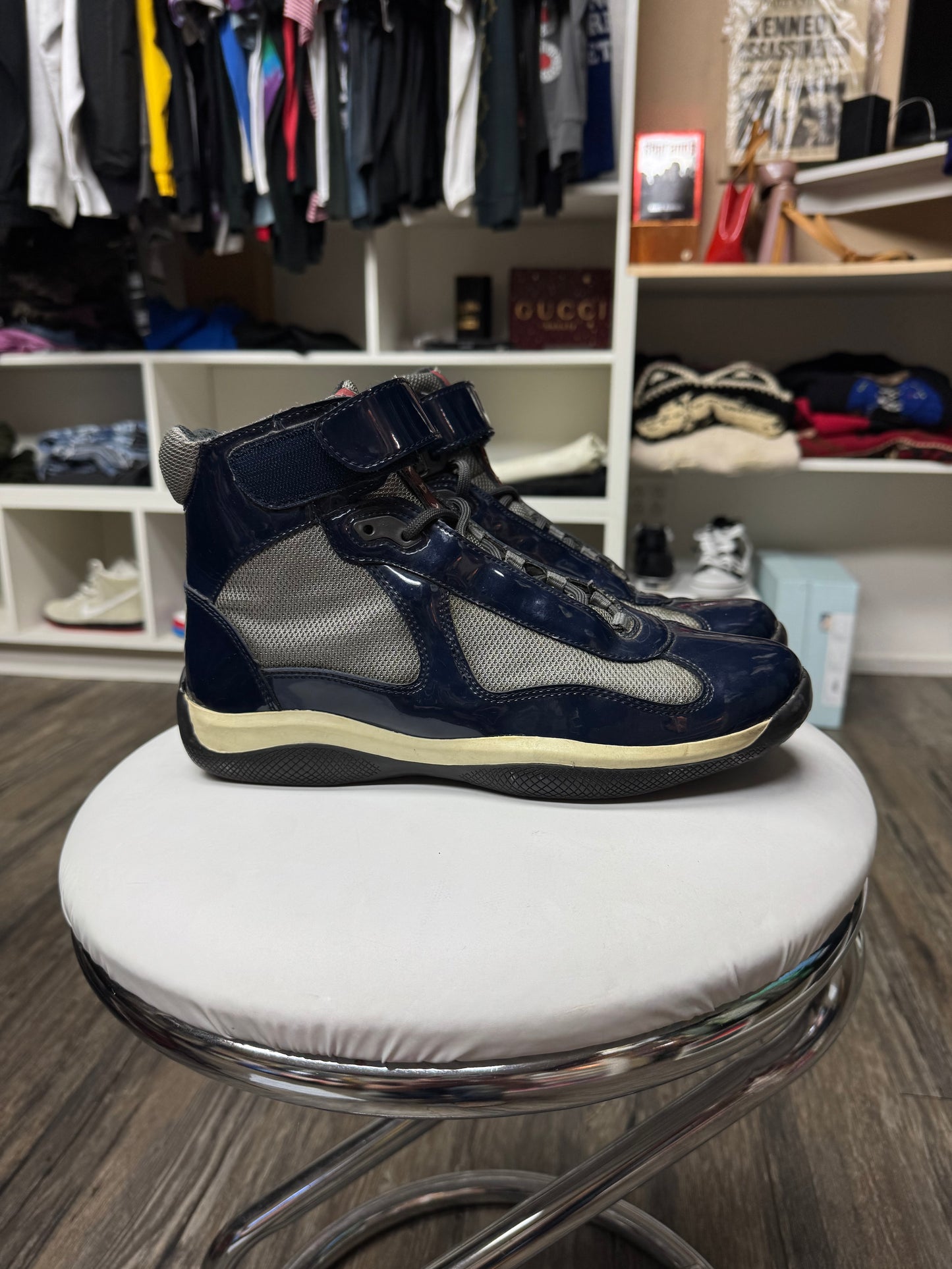 PRADA PATENT LEATHER HITOP CUPS (9-9.5)