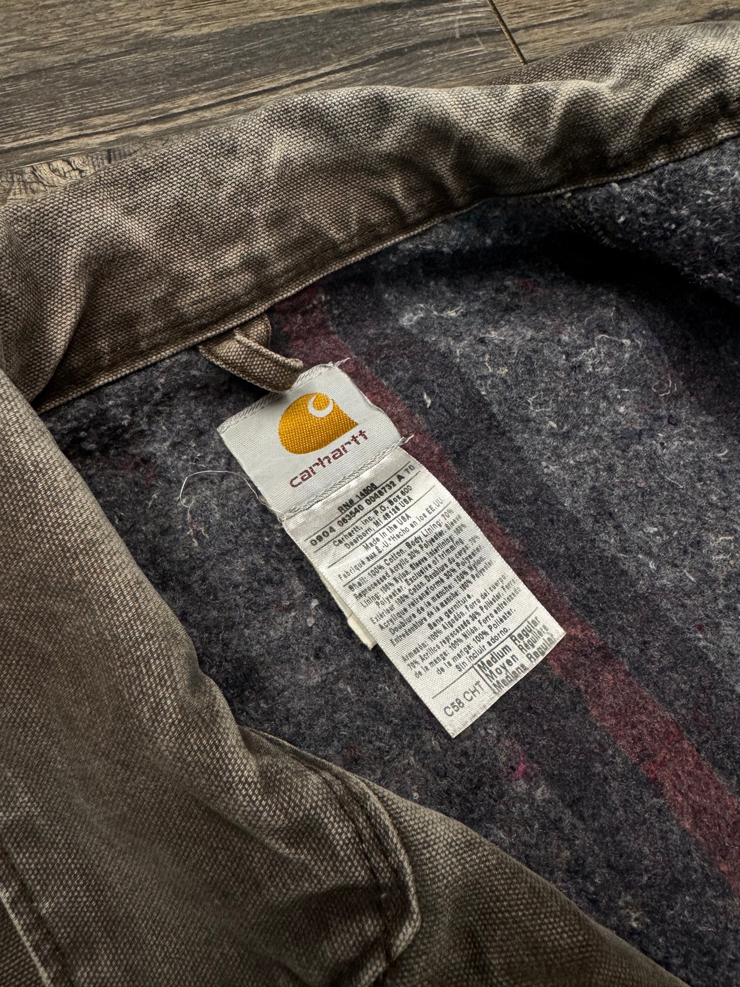 1990s FADED BROWN WOOL LINED SHORE COAT (M)